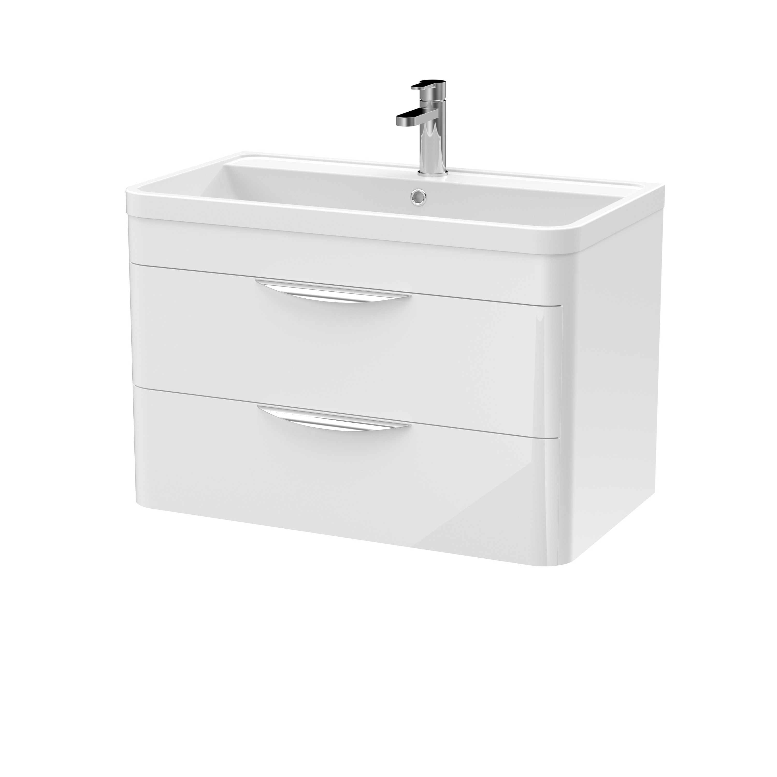 Nuie Parade Gloss White 800mm Wall Hung Vanity Unit and Ceramic Basin FPA005A