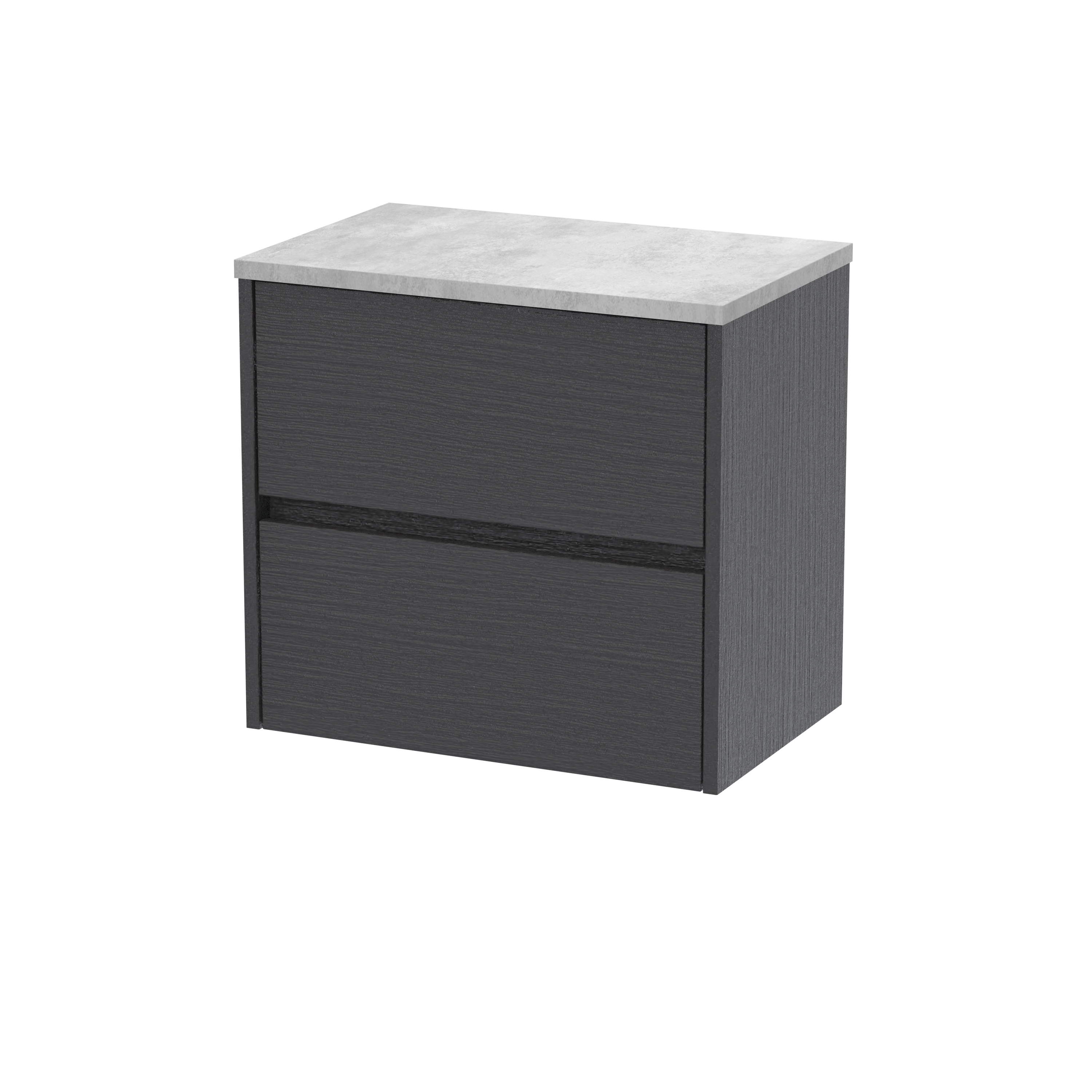 Nuie Havana Graphite Grey Woodgrain 600mm Wall Hung 2 Drawer Unit and Worktop HAV2204LBG
