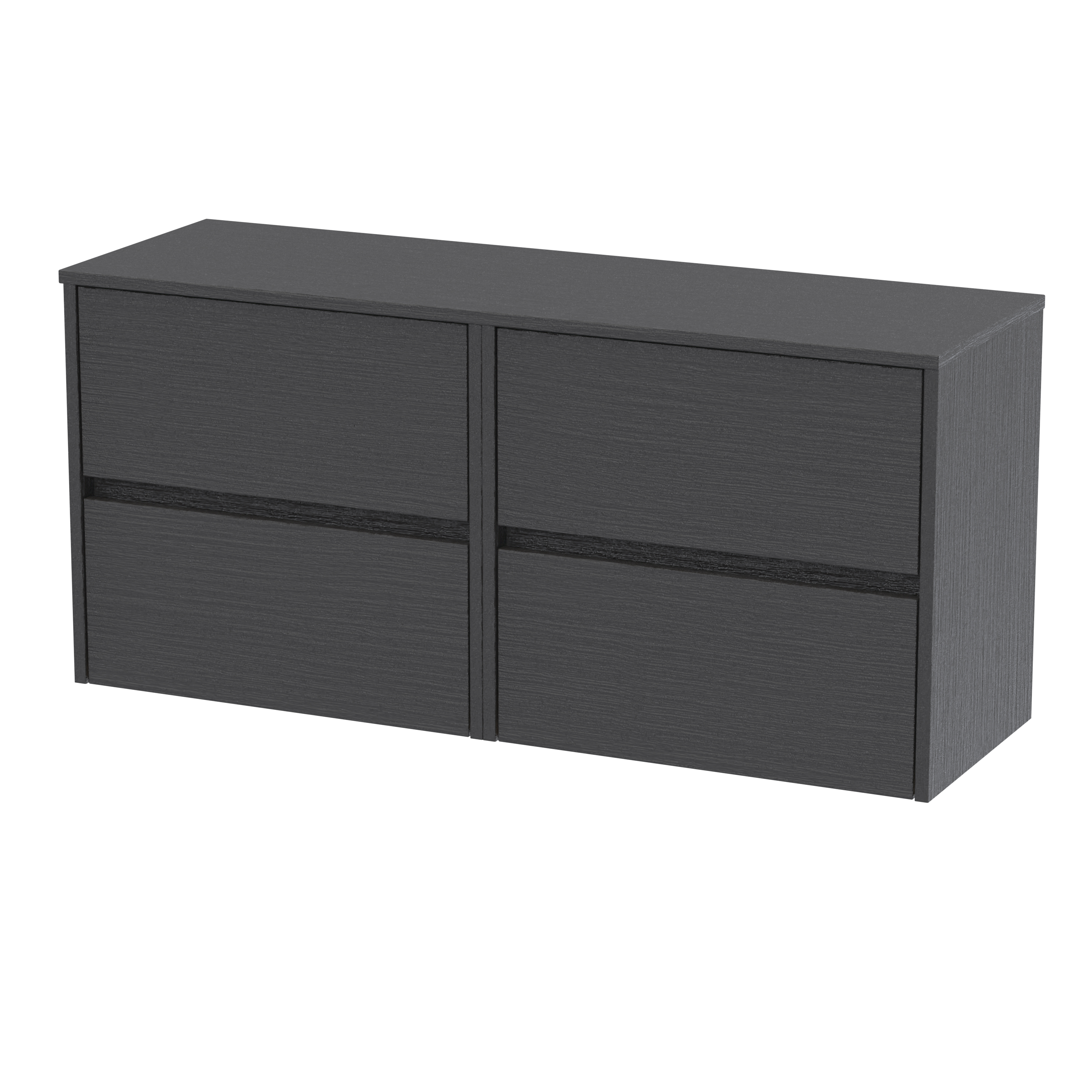 Nuie Havana Graphite Grey Woodgrain 1200mm Wall Hung 4 Drawer Unit and Worktop HAV2204W2