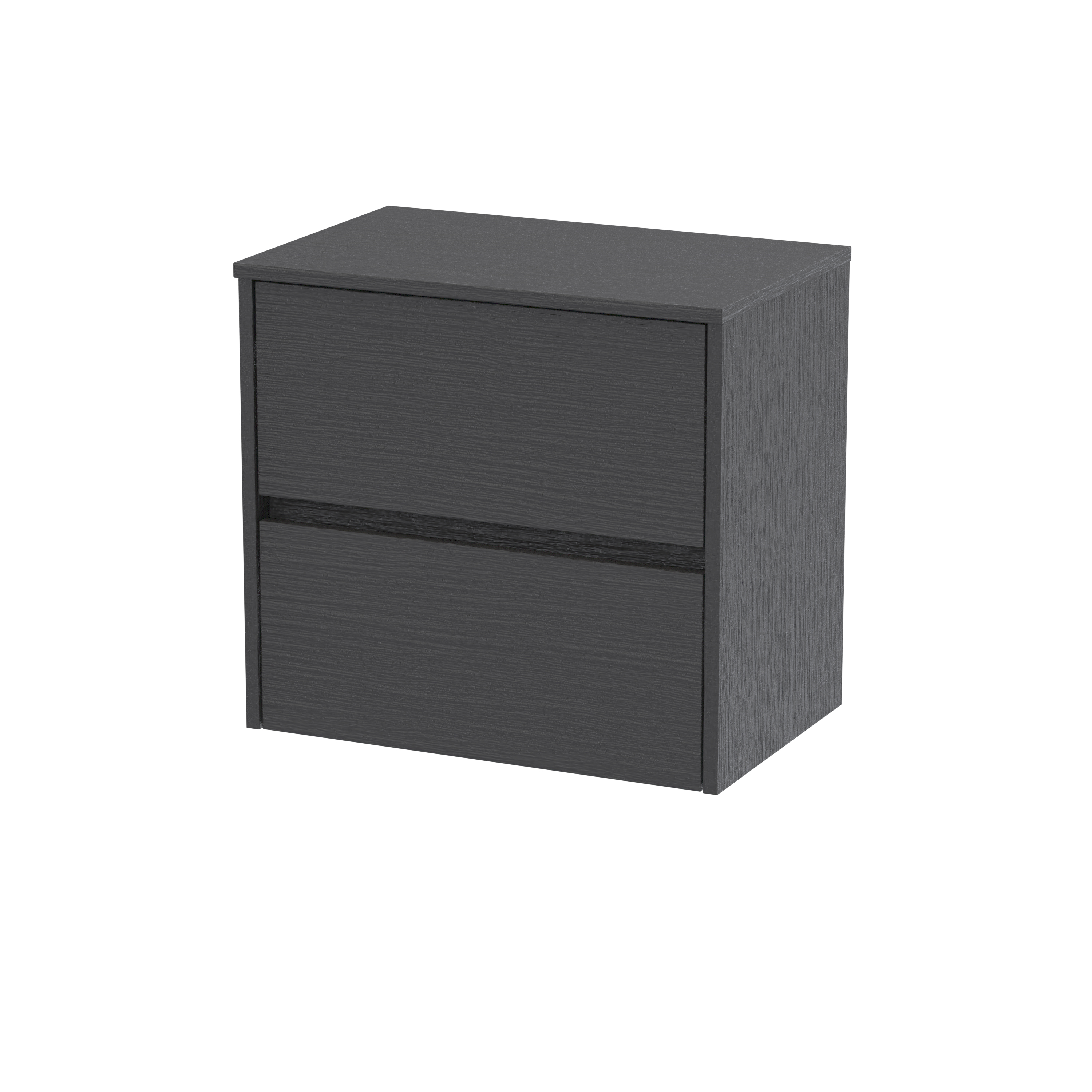 Nuie Havana Graphite Grey Woodgrain 600mm Wall Hung 2 Drawer Unit and Worktop HAV2204W