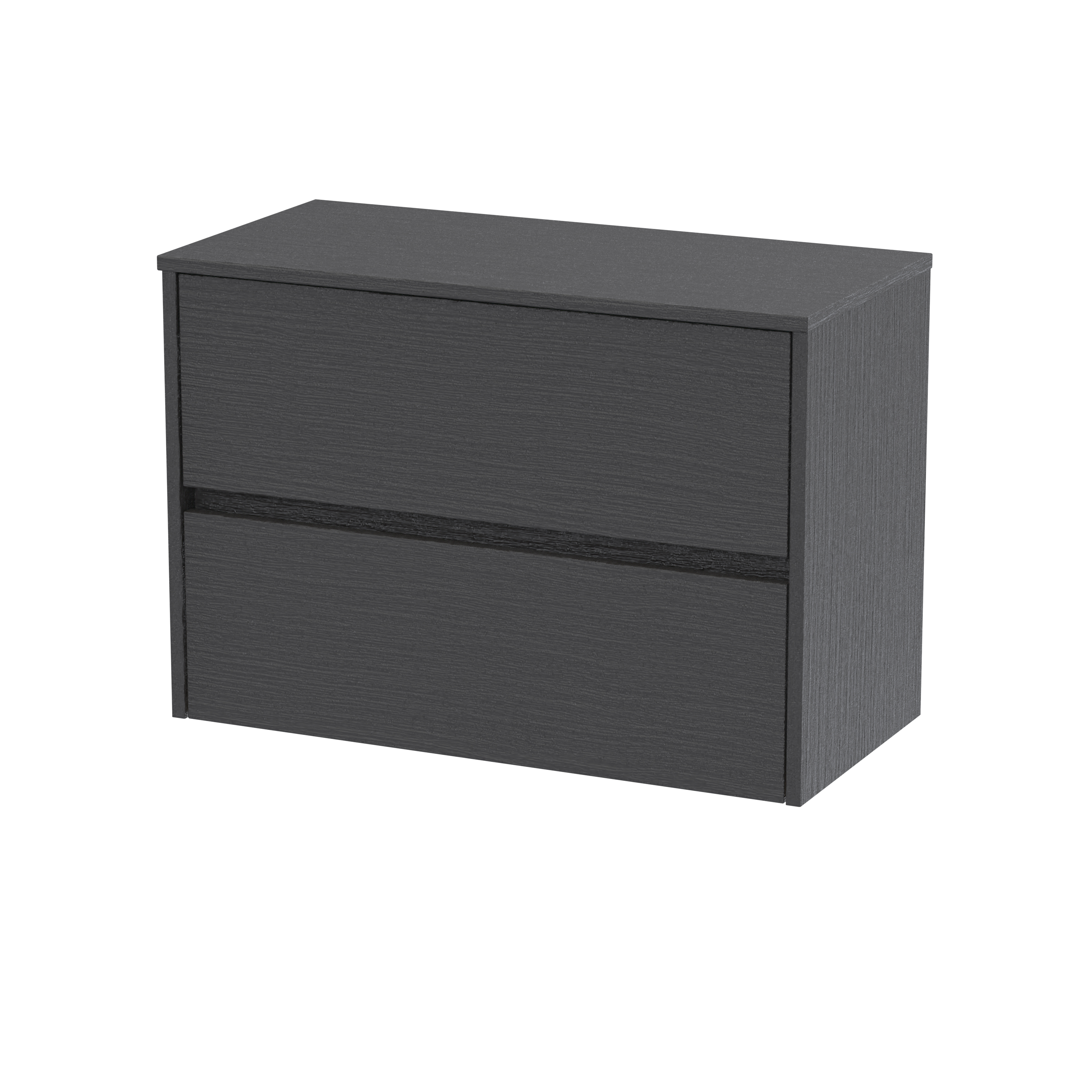 Nuie Havana Graphite Grey Woodgrain 800mm Wall Hung 2 Drawer Unit and Worktop HAV2206W
