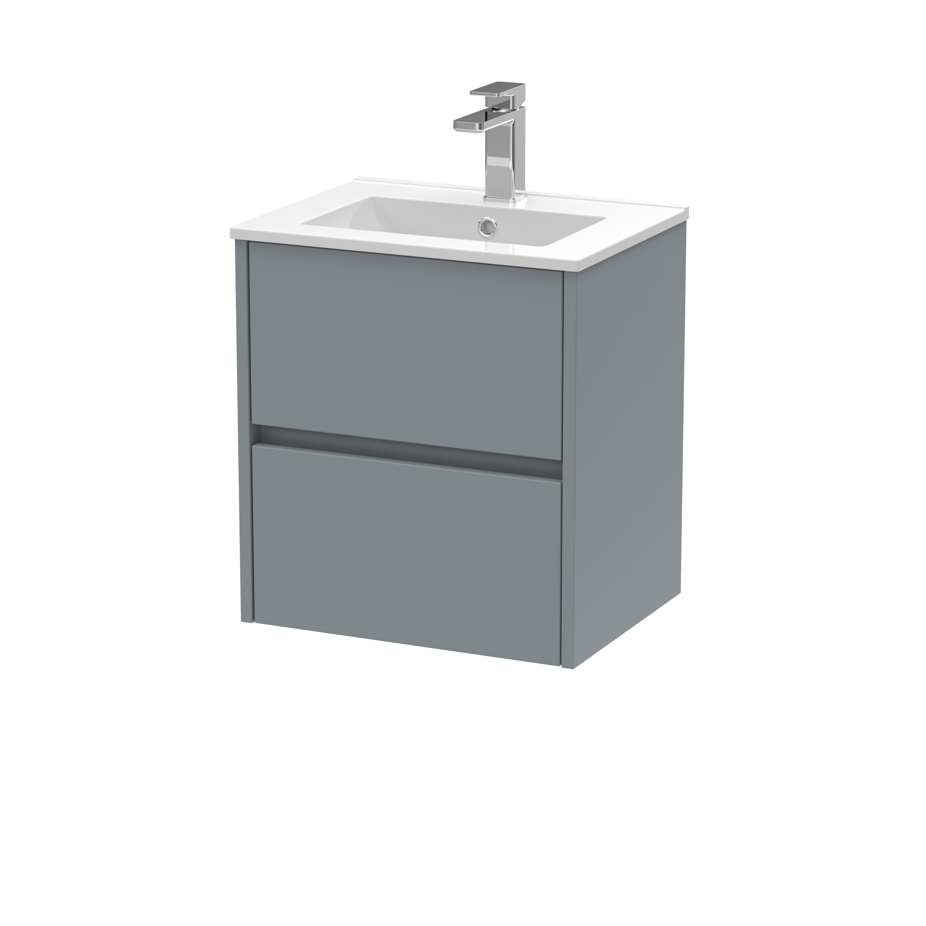 Nuie Havana Coastal Grey 500mm Wall Hung 2 Drawer Unit and Basin HAV2302B