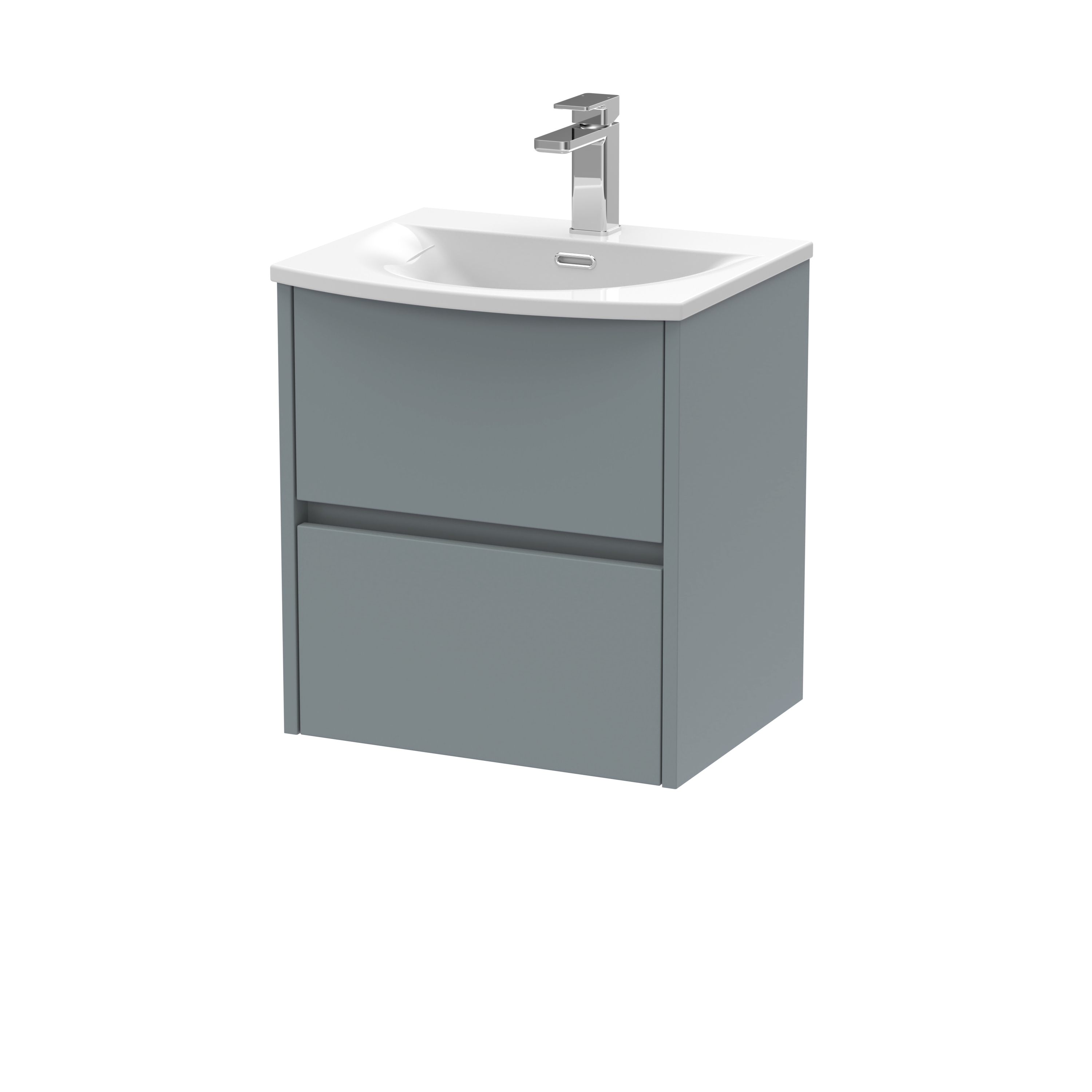 Nuie Havana Coastal Grey 500mm Wall Hung 2 Drawer Unit and Curved Basin HAV2302G