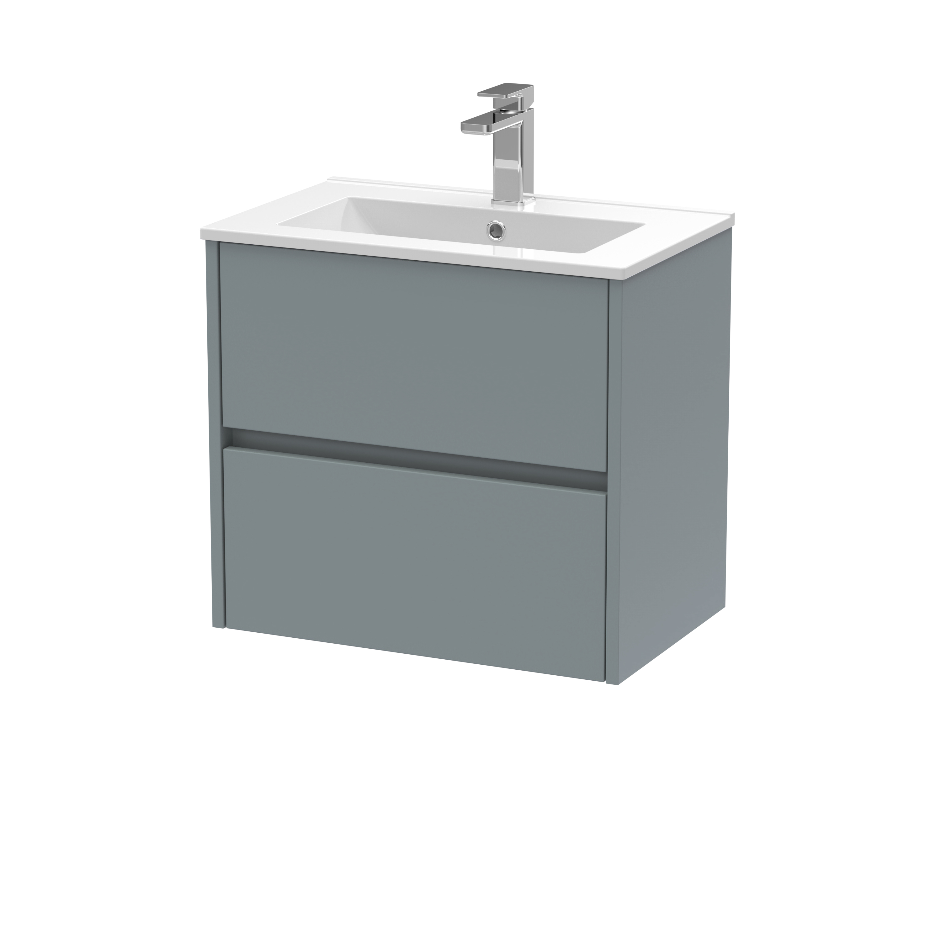 Nuie Havana Coastal Grey 600mm Wall Hung 2 Drawer Unit and Basin HAV2304B
