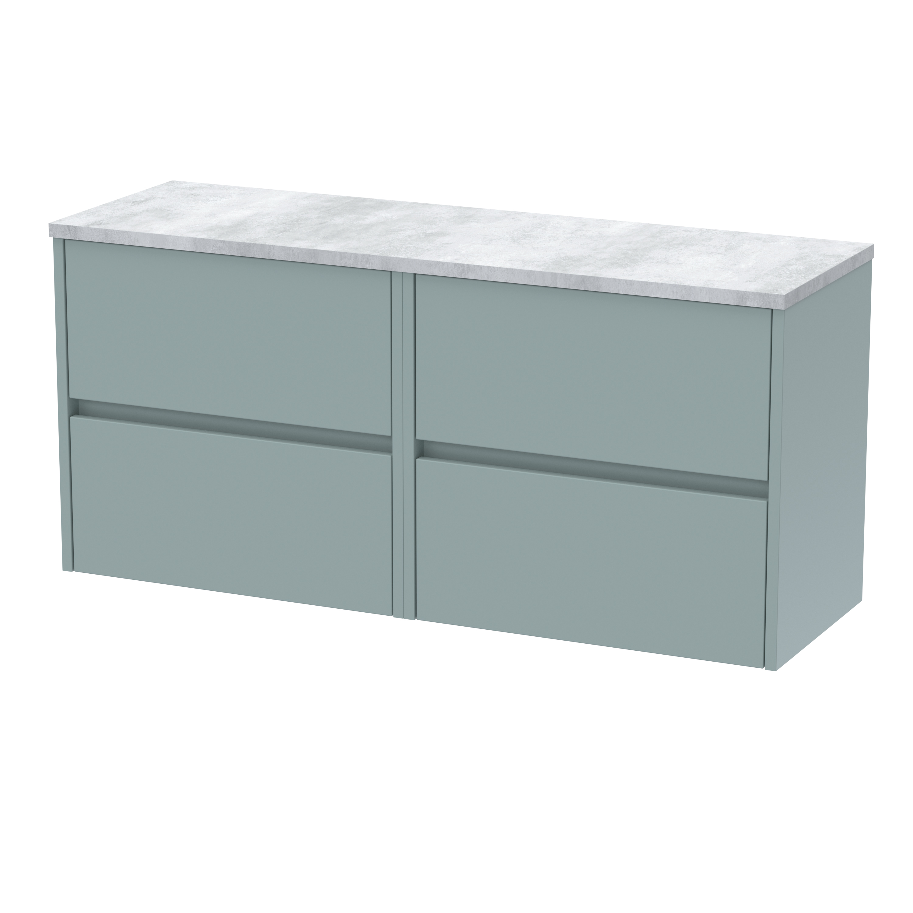 Nuie Havana Coastal Grey 1200mm Wall Hung 4 Drawer Unit and Laminate Worktop HAV2304LBG2