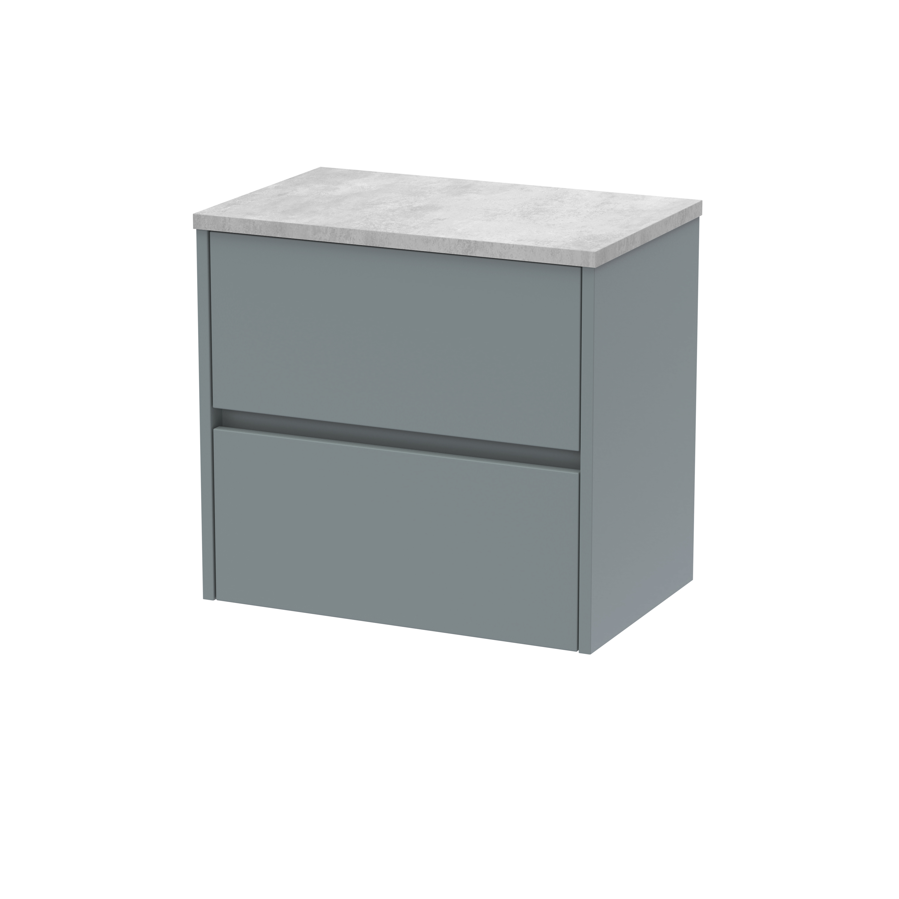 Nuie Havana Coastal Grey 600mm Wall Hung 2 Drawer Unit and Worktop HAV2304LBG