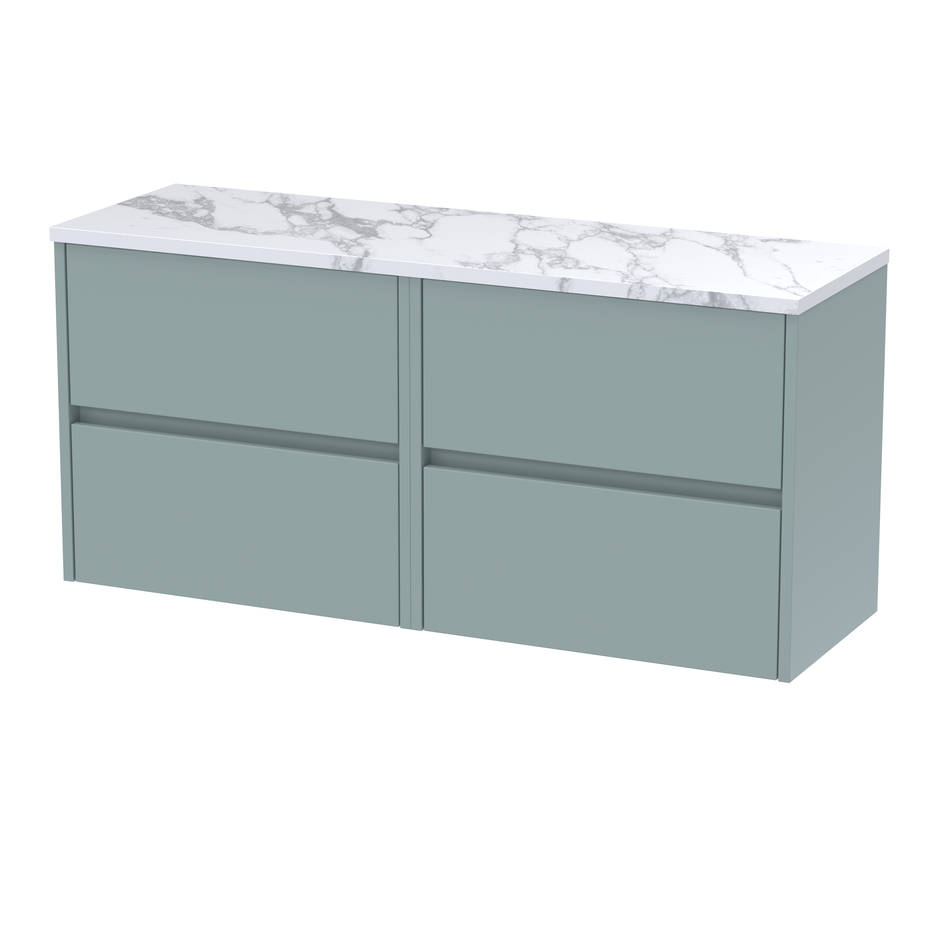 Nuie Havana Coastal Grey 1200mm Wall Hung 4 Drawer Unit and Laminate Worktop HAV2304LCM2