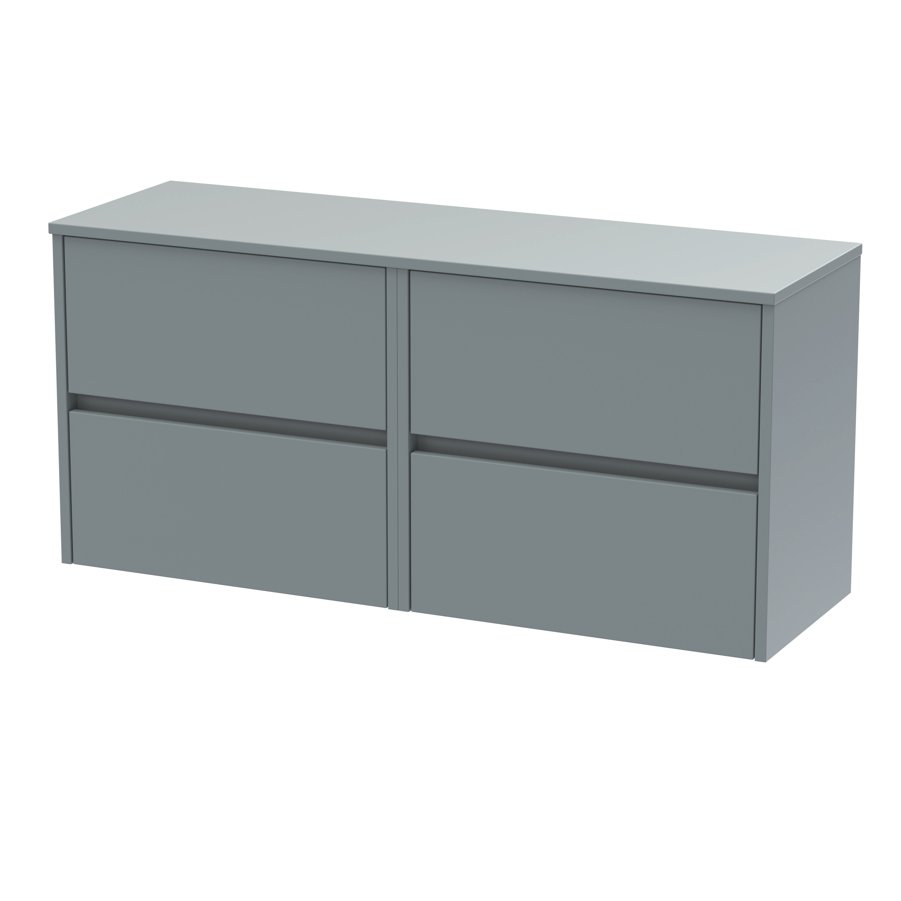 Nuie Havana Coastal Grey 1200mm Wall Hung 4 Drawer Unit and Worktop HAV2304W2