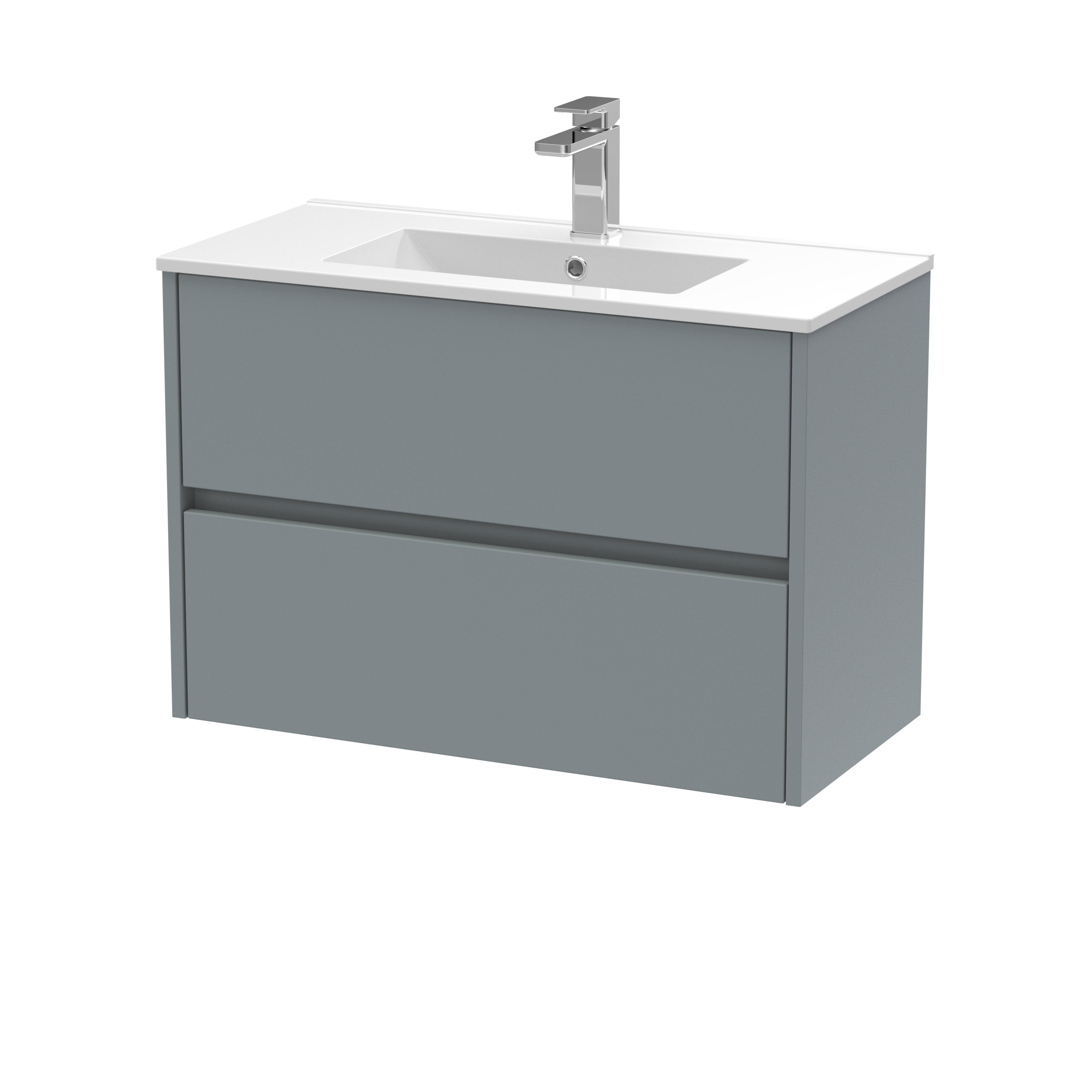 Nuie Havana Coastal Grey 800mm Wall Hung 2 Drawer Unit and Basin HAV2306B