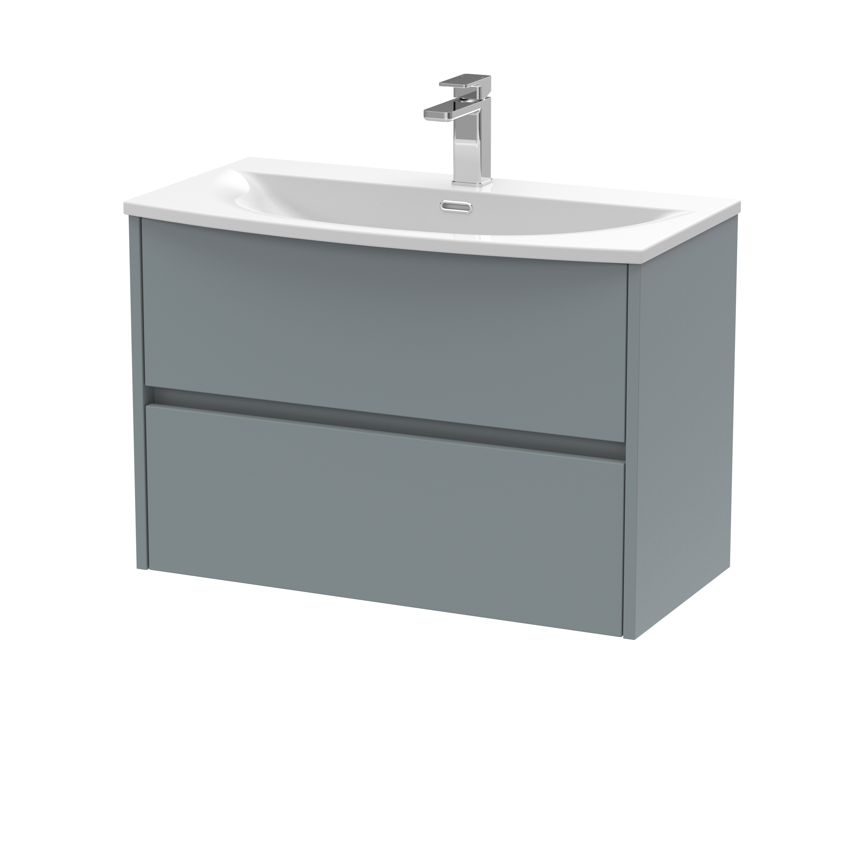 Nuie Havana Coastal Grey 800mm Wall Hung 2 Drawer Unit and Curved Basin HAV2306G