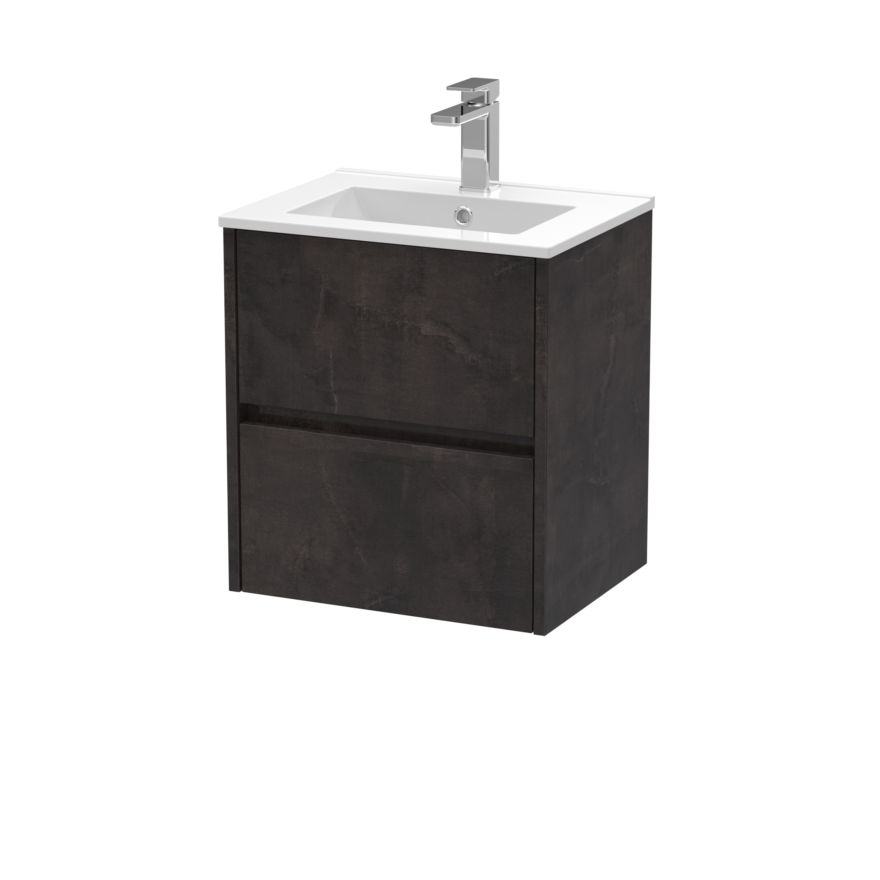 Nuie Havana Metallic Slate 500mm Wall Hung 2 Drawer Unit and Basin HAV2602B