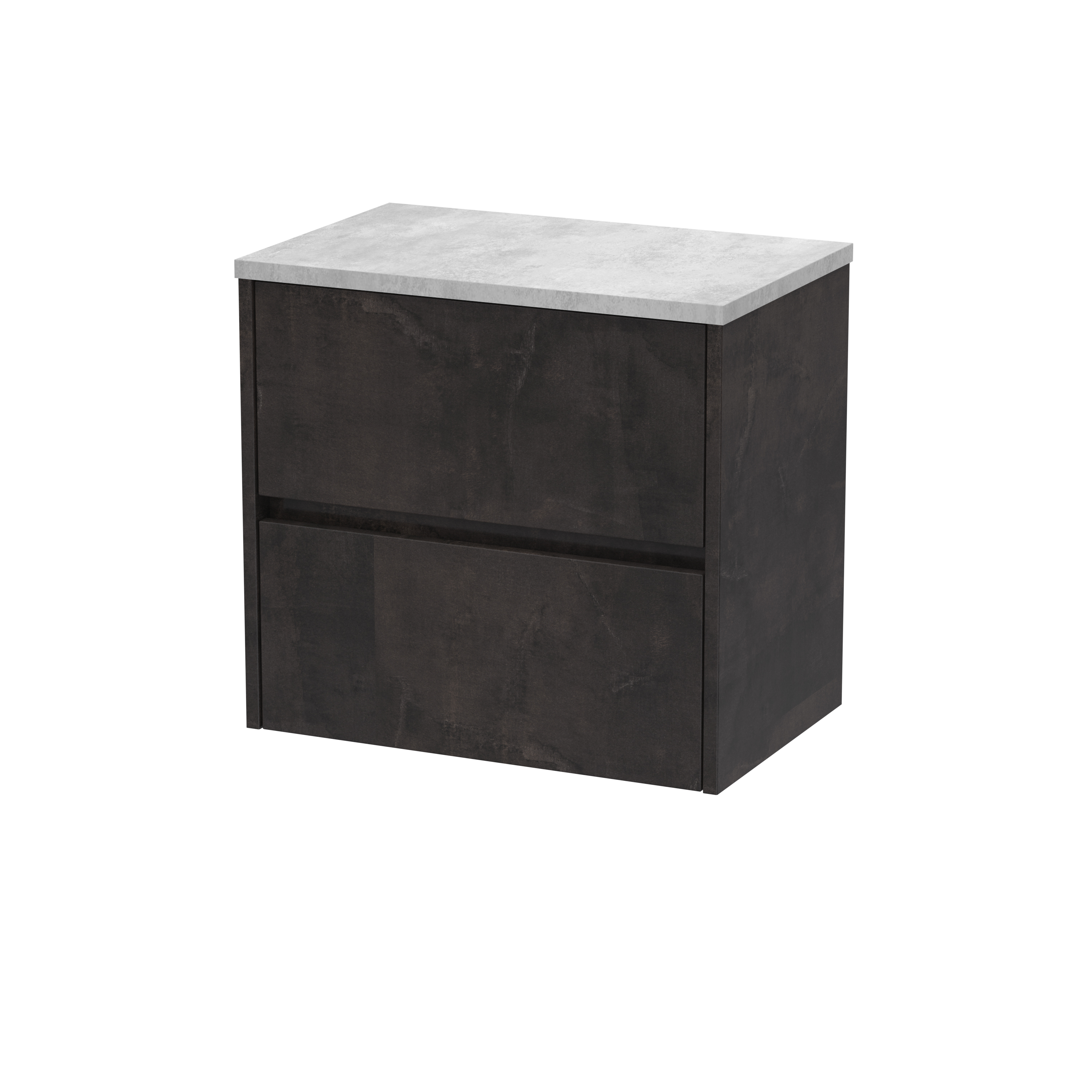 Nuie Havana Metallic Slate 600mm Wall Hung 2 Drawer Unit and Worktop HAV2604LBG