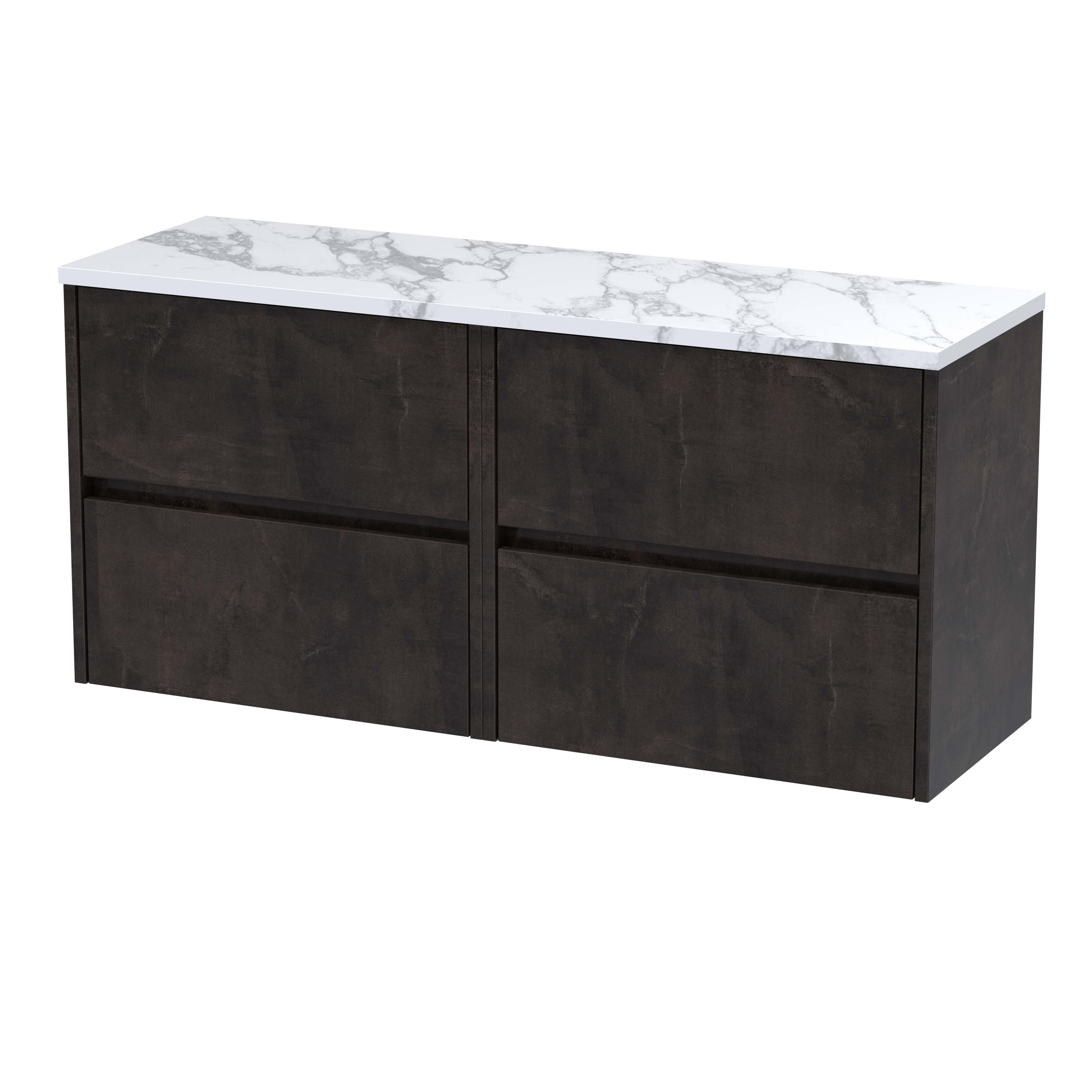 Nuie Havana Metallic Slate 1200mm Wall Hung 4 Drawer Unit and Laminate Worktop HAV2604LCM2