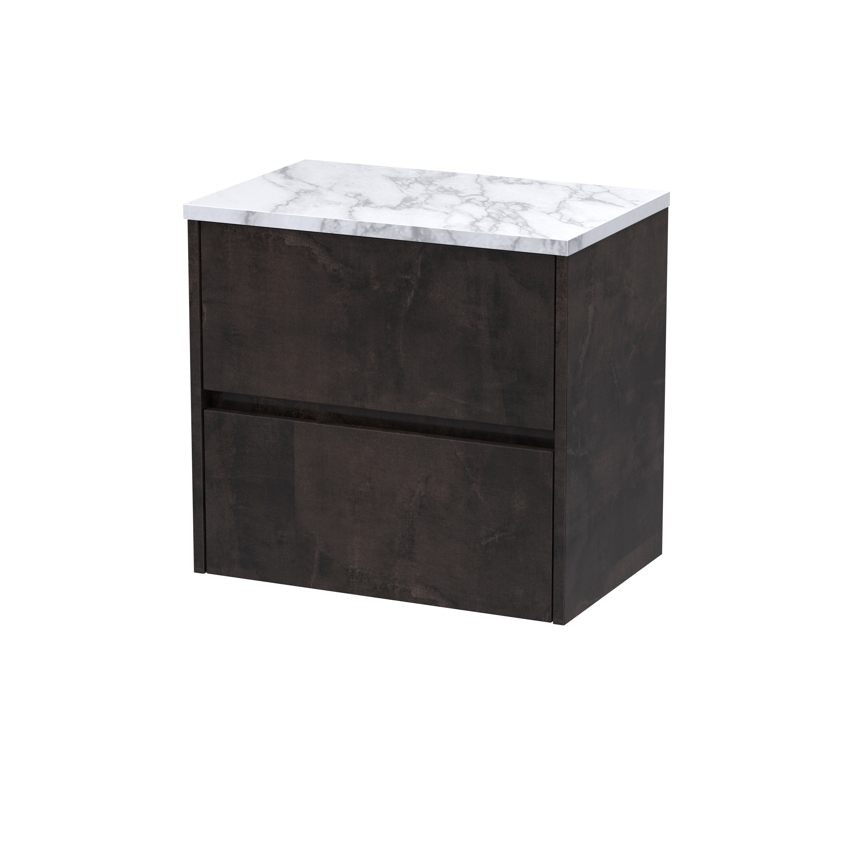 Nuie Havana Metallic Slate 600 Wall Hung 2 Drawer Unit and Laminate Worktop HAV2604LCM