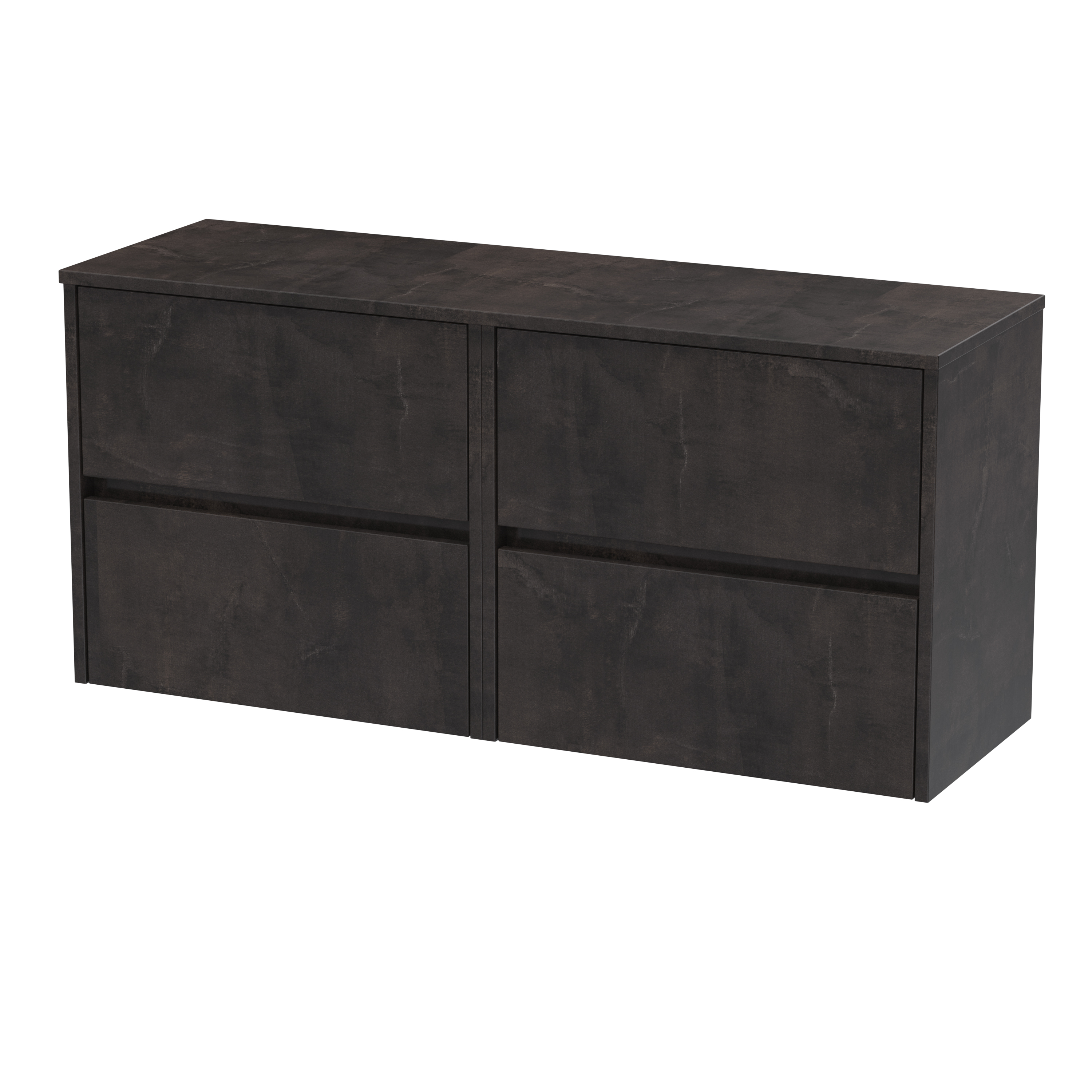 Nuie Havana Metallic Slate 1200mm Wall Hung 4 Drawer Unit and Worktop HAV2604W2
