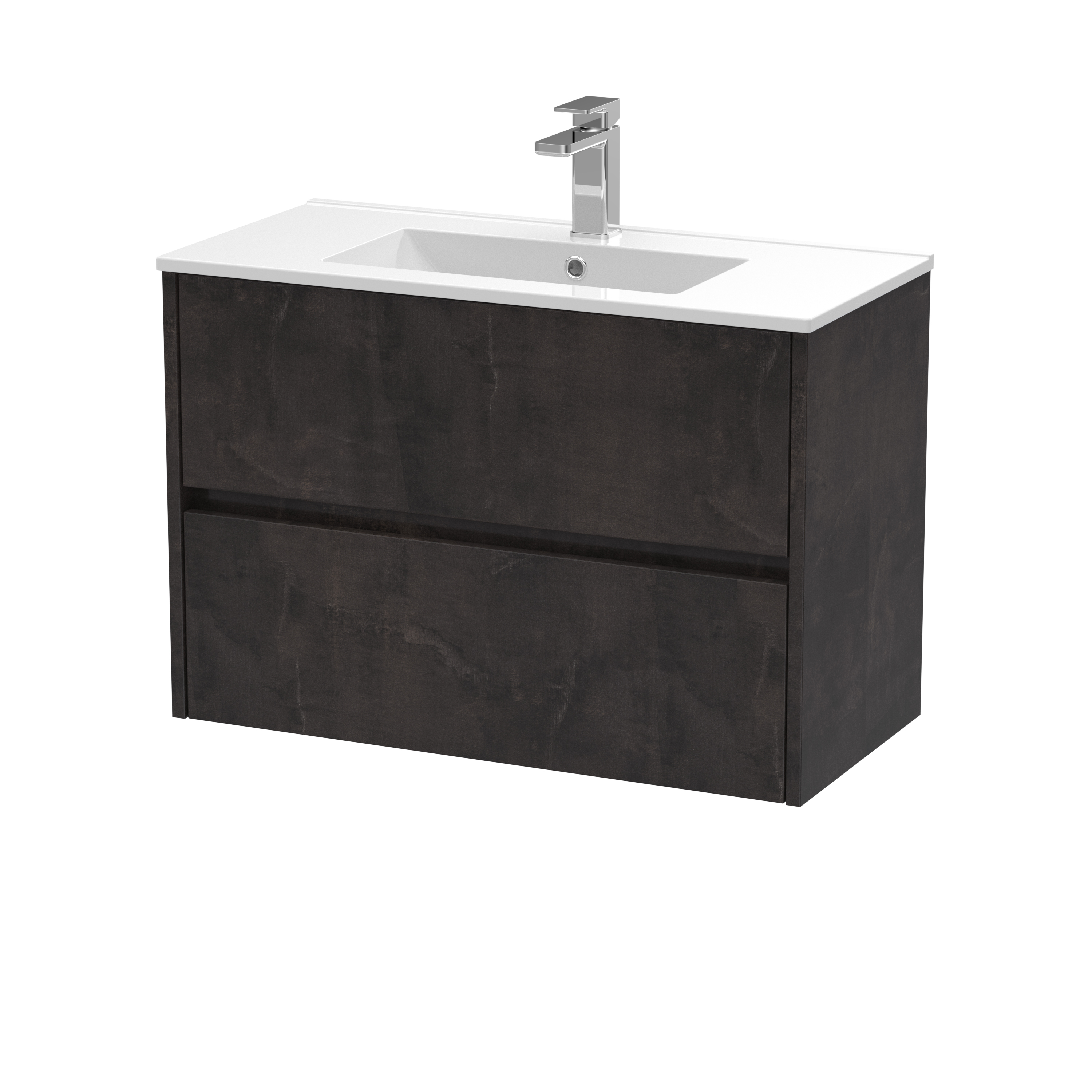 Nuie Havana Metallic Slate 800mm Wall Hung 2 Drawer Unit and Basin HAV2606B