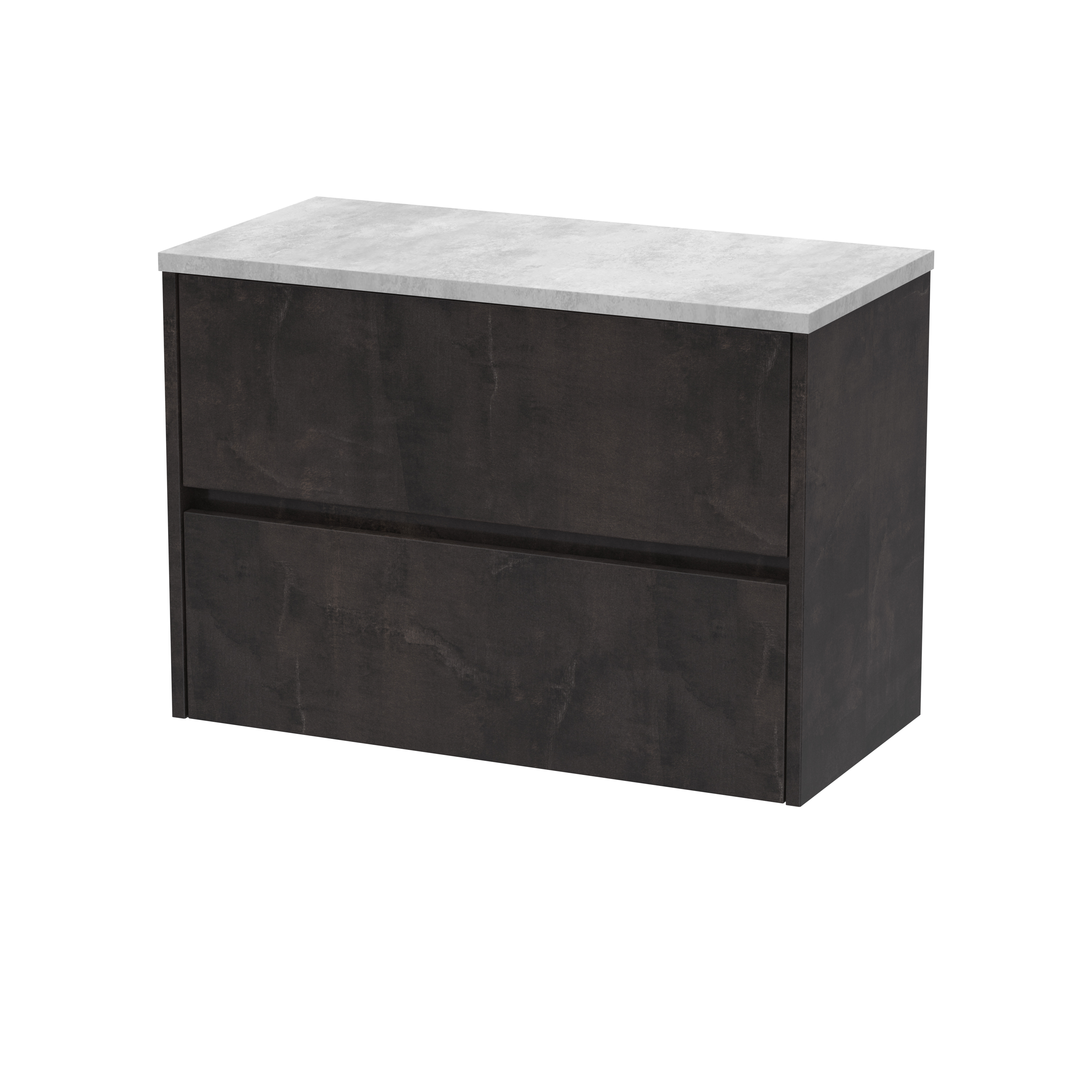 Nuie Havana Metallic Slate 800mm Wall Hung 2 Drawer Unit and Worktop HAV2606LBG