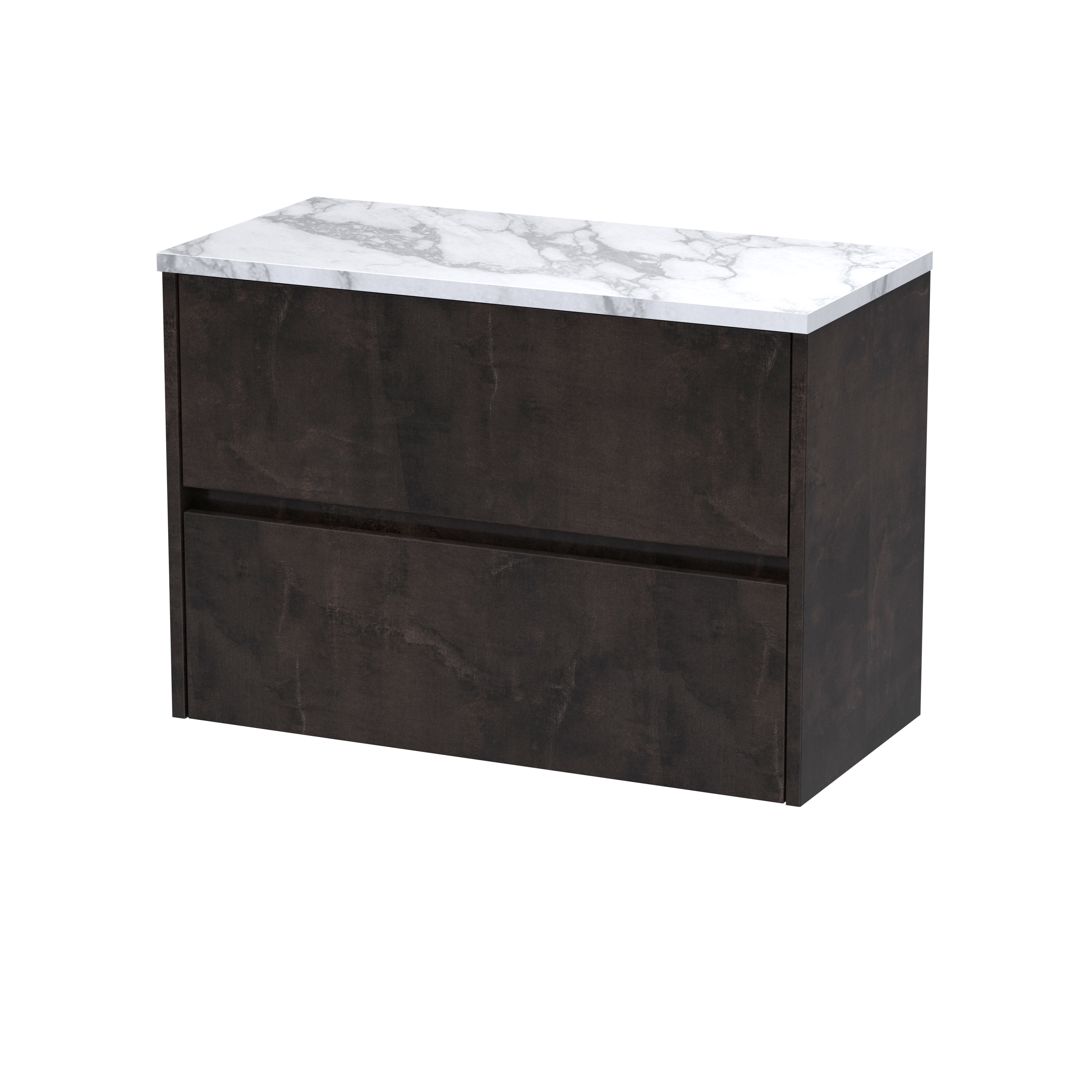 Nuie Havana Metallic Slate 800 Wall Hung 2 Drawer Unit and Laminate Worktop HAV2606LCM