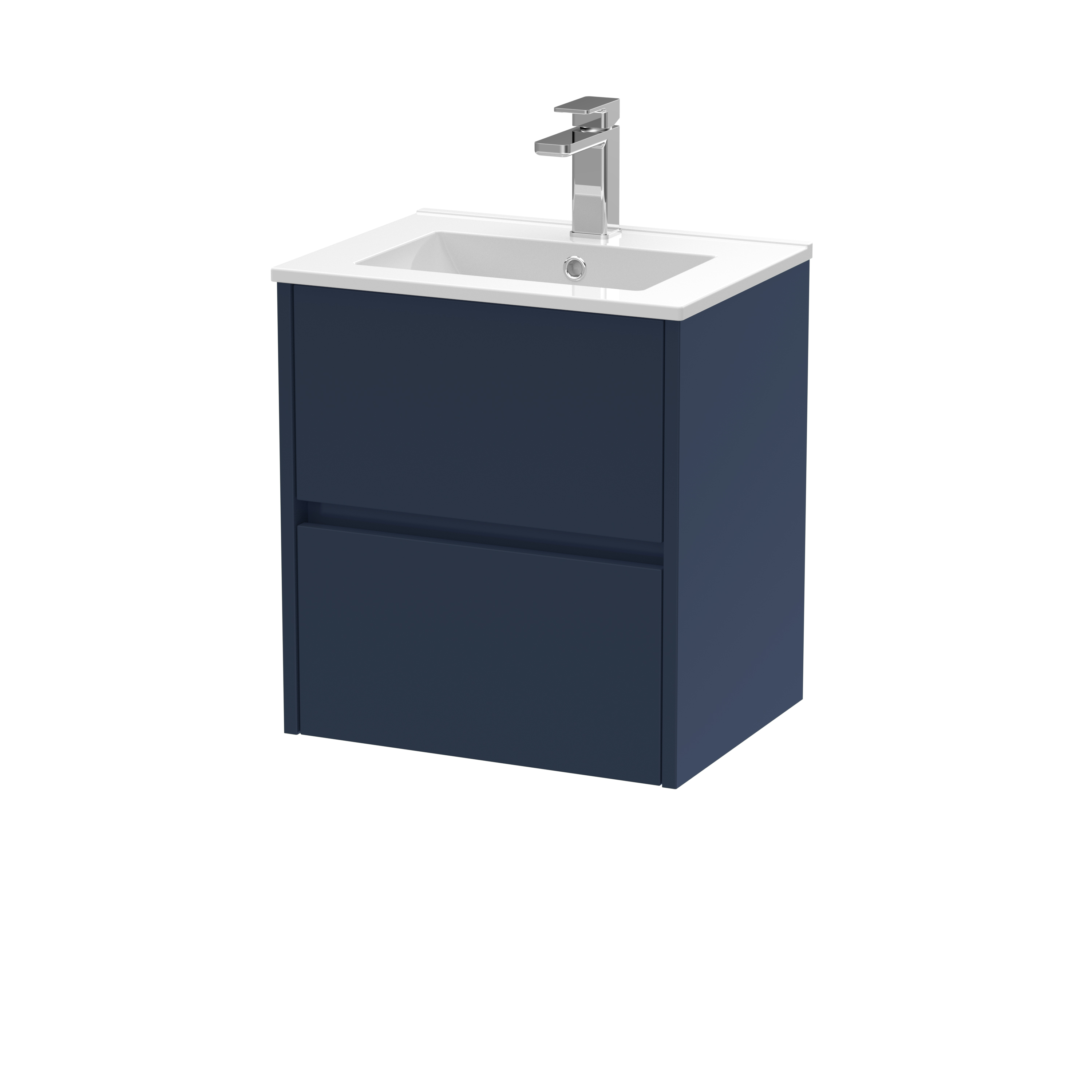 Nuie Havana Midnight Blue 500mm Wall Hung 2 Drawer Unit and Minimalist Basin HAV2902B