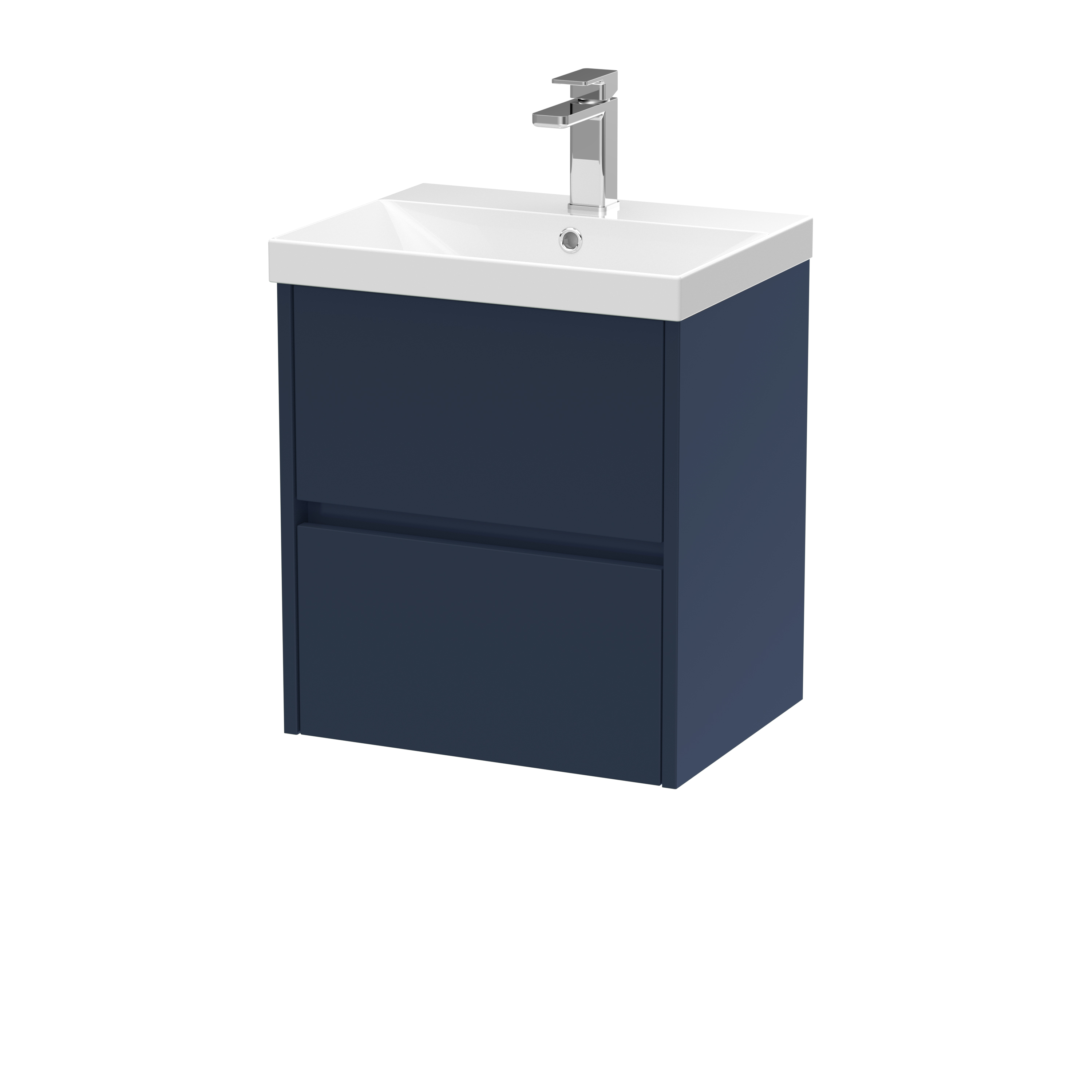 Nuie Havana Midnight Blue 500mm Wall Hung 2 Drawer Unit and Thin Edge Basin HAV2902D