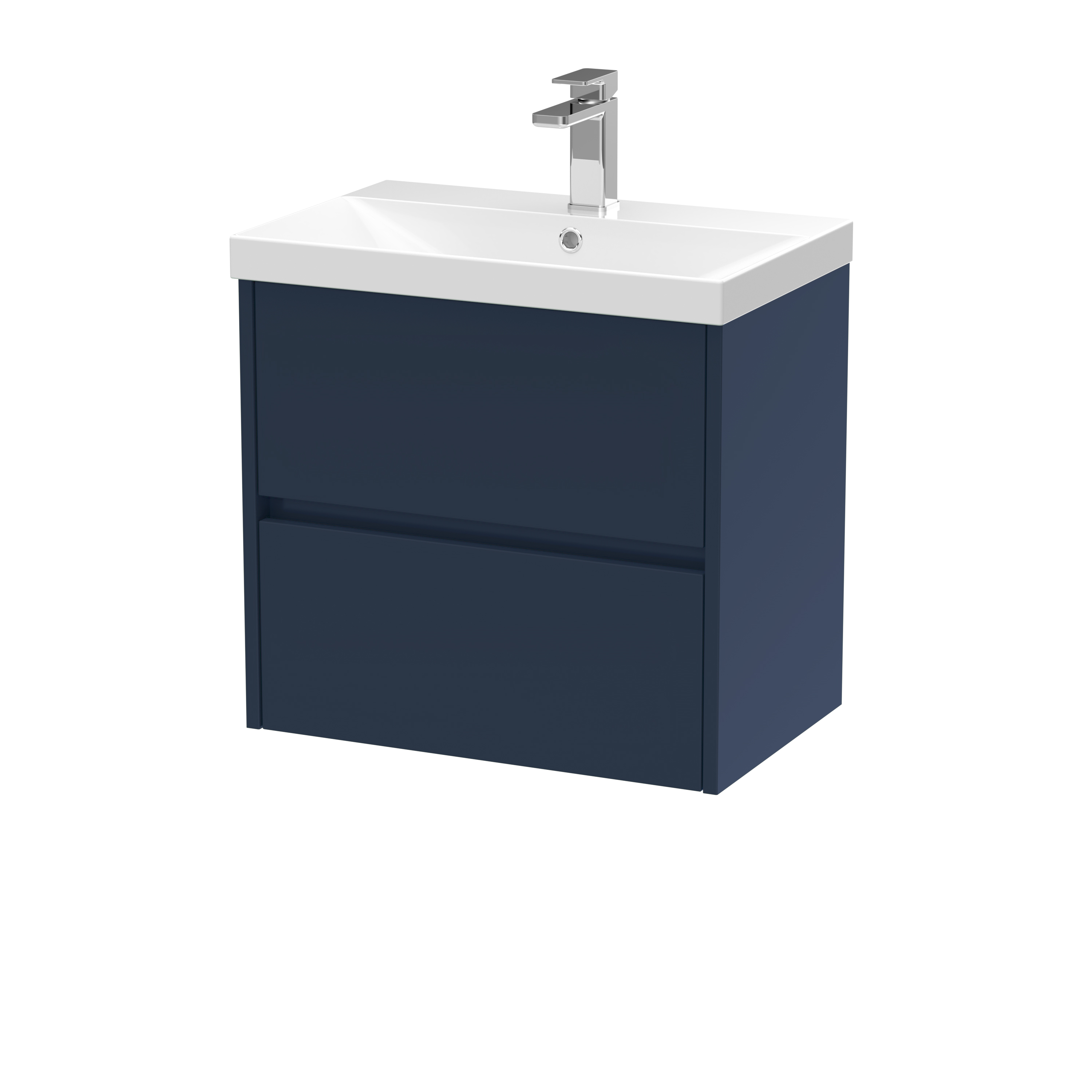 Nuie Havana Midnight Blue 600mm Wall Hung 2 Drawer Unit and Thin Edge Basin HAV2904D