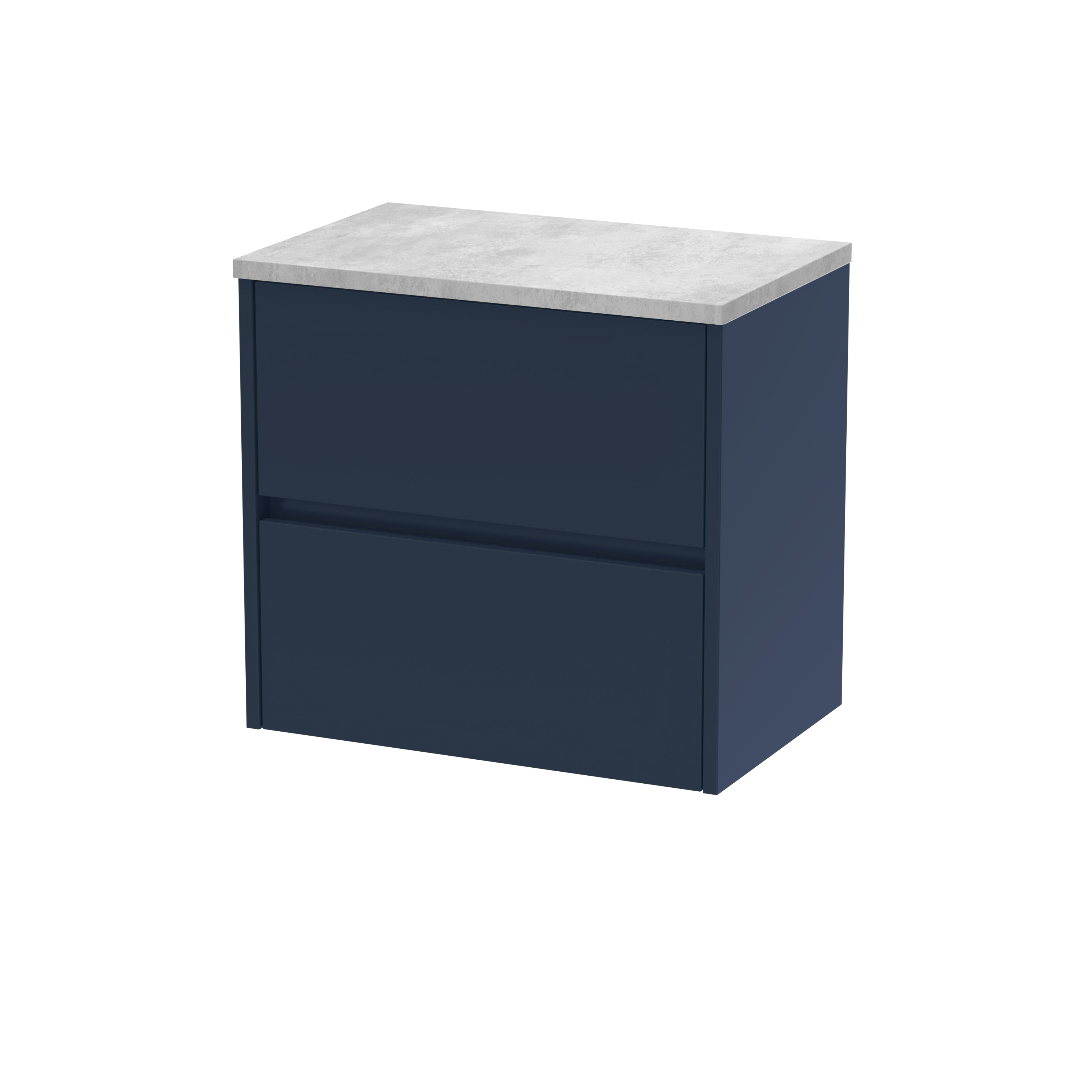 Nuie Havana Midnight Blue 600mm Wall Hung 2 Drawer Unit and Laminate Worktop HAV2904LBG