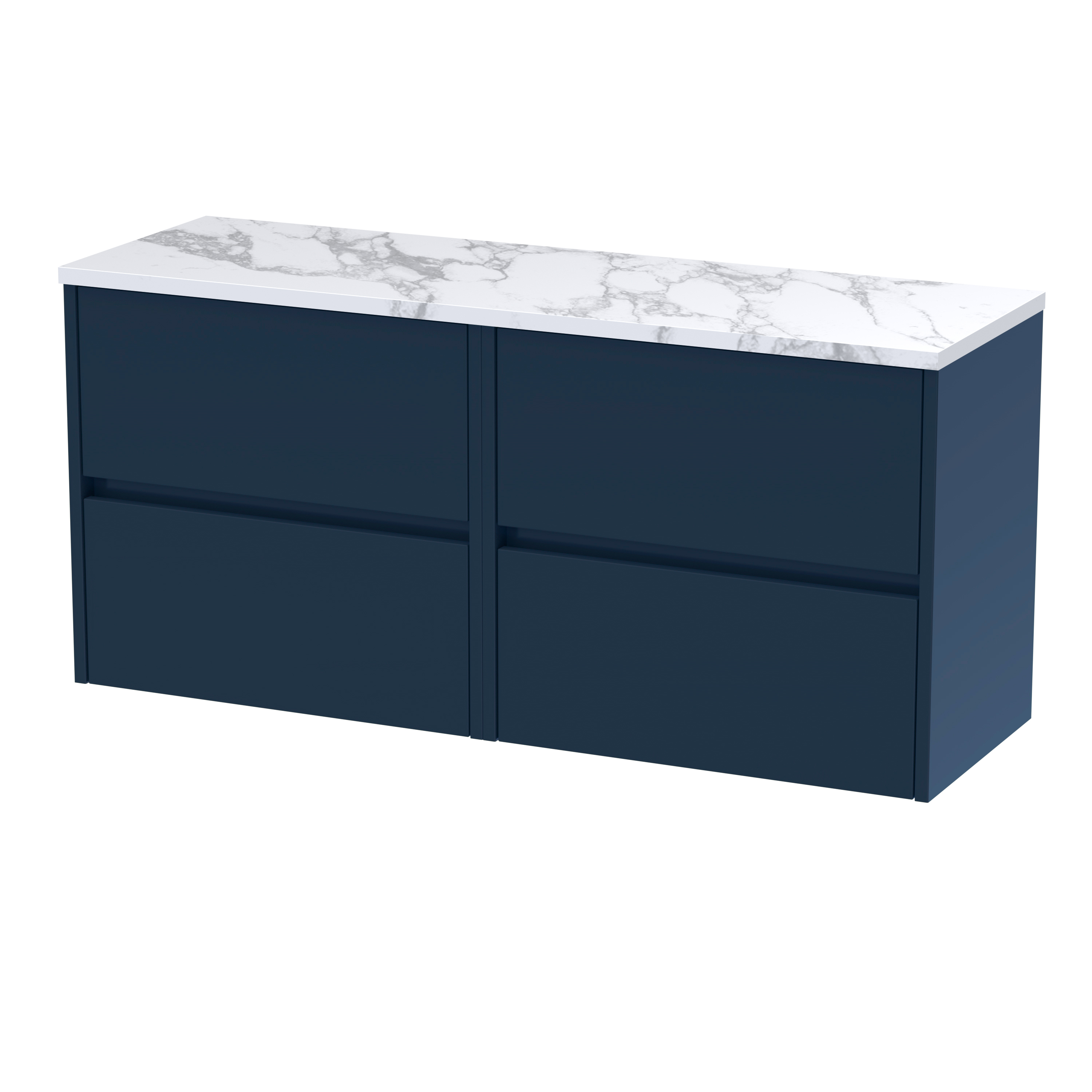 Nuie Havana Midnight Blue 1200mm Wall Hung 4 Drawer Unit and Laminate Worktop HAV2904LCM2