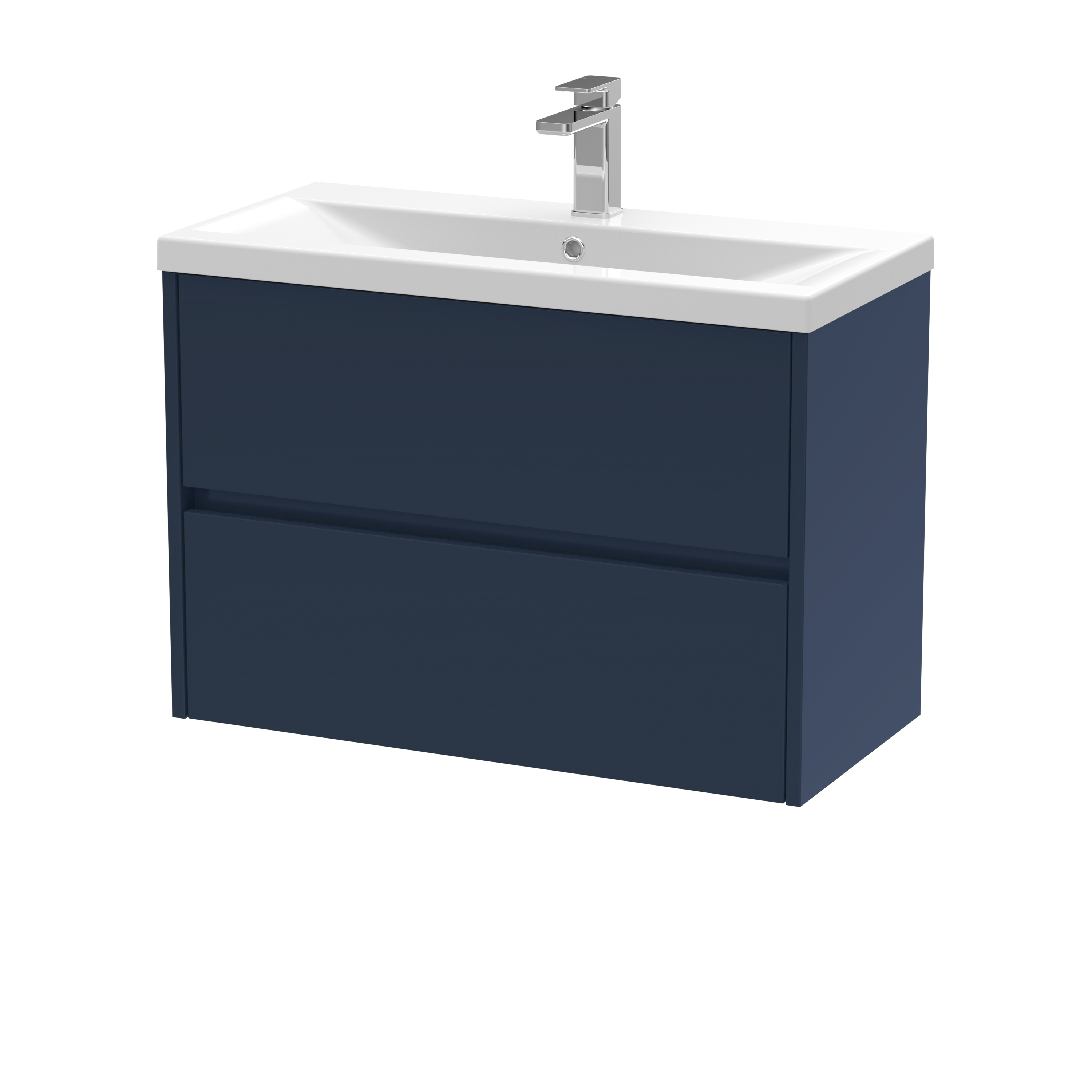 Nuie Havana Midnight Blue 800mm Wall Hung 2 Drawer Unit and Mid Edge Basin HAV2906A