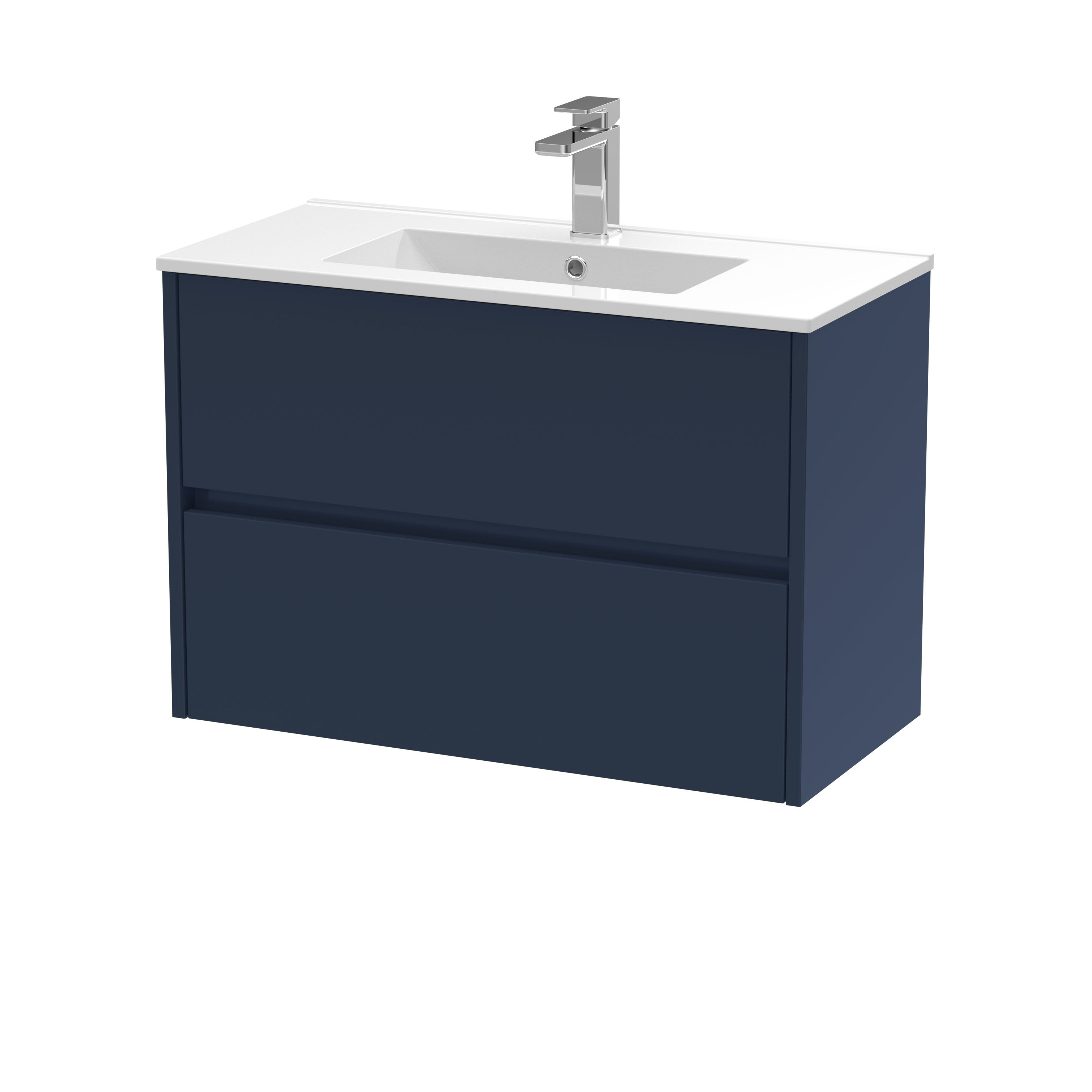 Nuie Havana Midnight Blue 800mm Wall Hung 2 Drawer Unit and Minimalist Basin HAV2906B