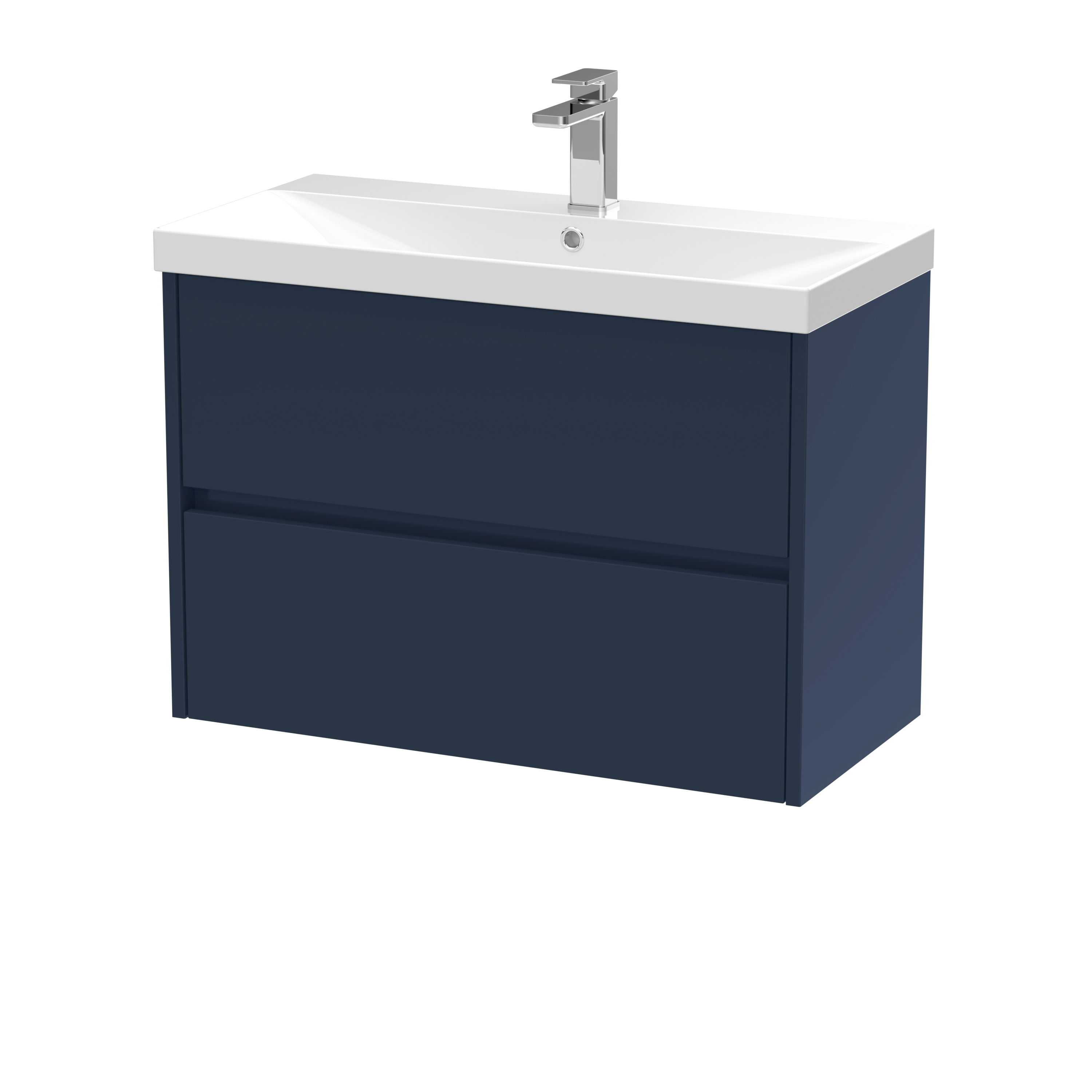 Nuie Havana Midnight Blue 800mm Wall Hung 2 Drawer Unit and Thin Edge Basin HAV2906D