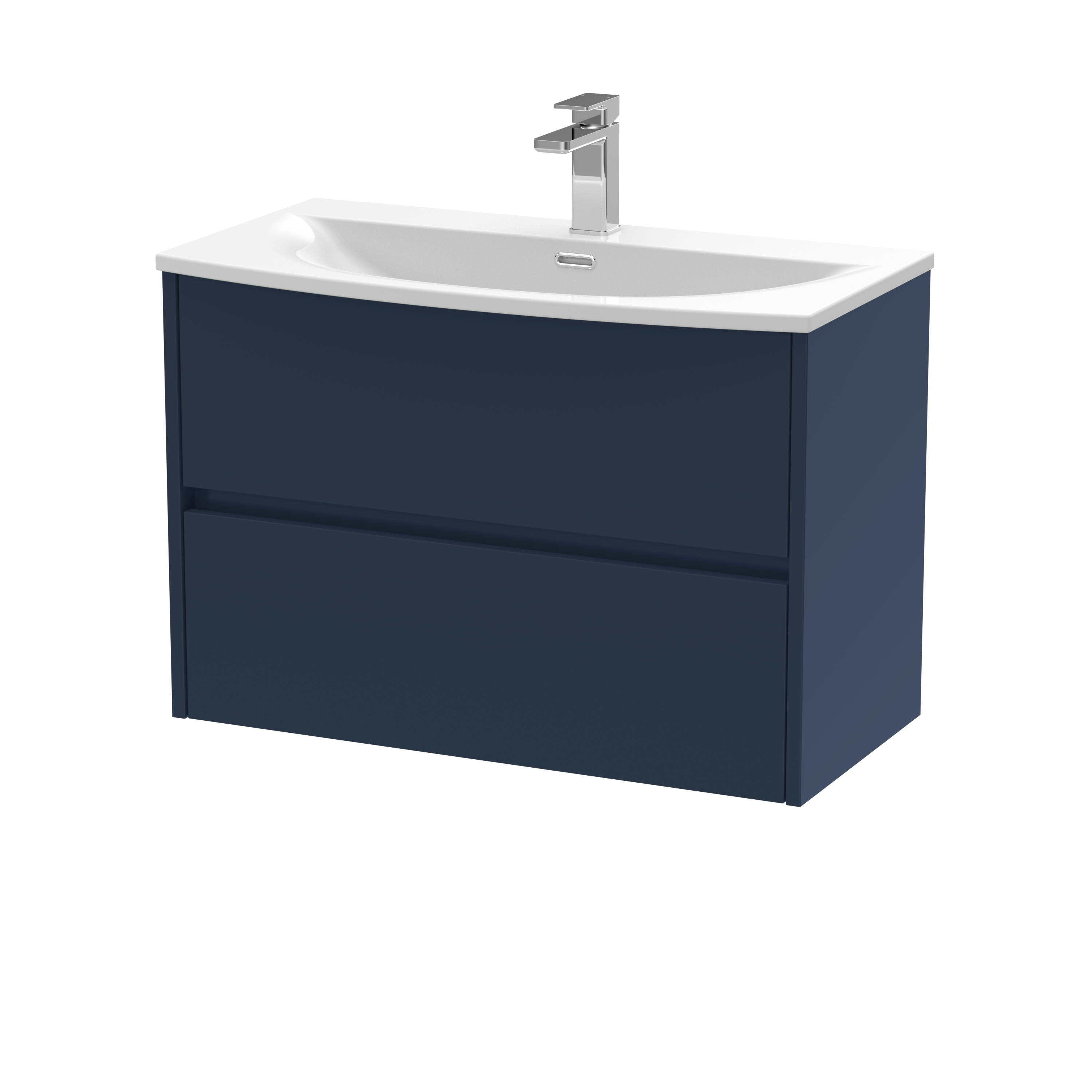 Nuie Havana Midnight Blue 800mm Wall Hung 2 Drawer Unit and Curved Basin HAV2906G