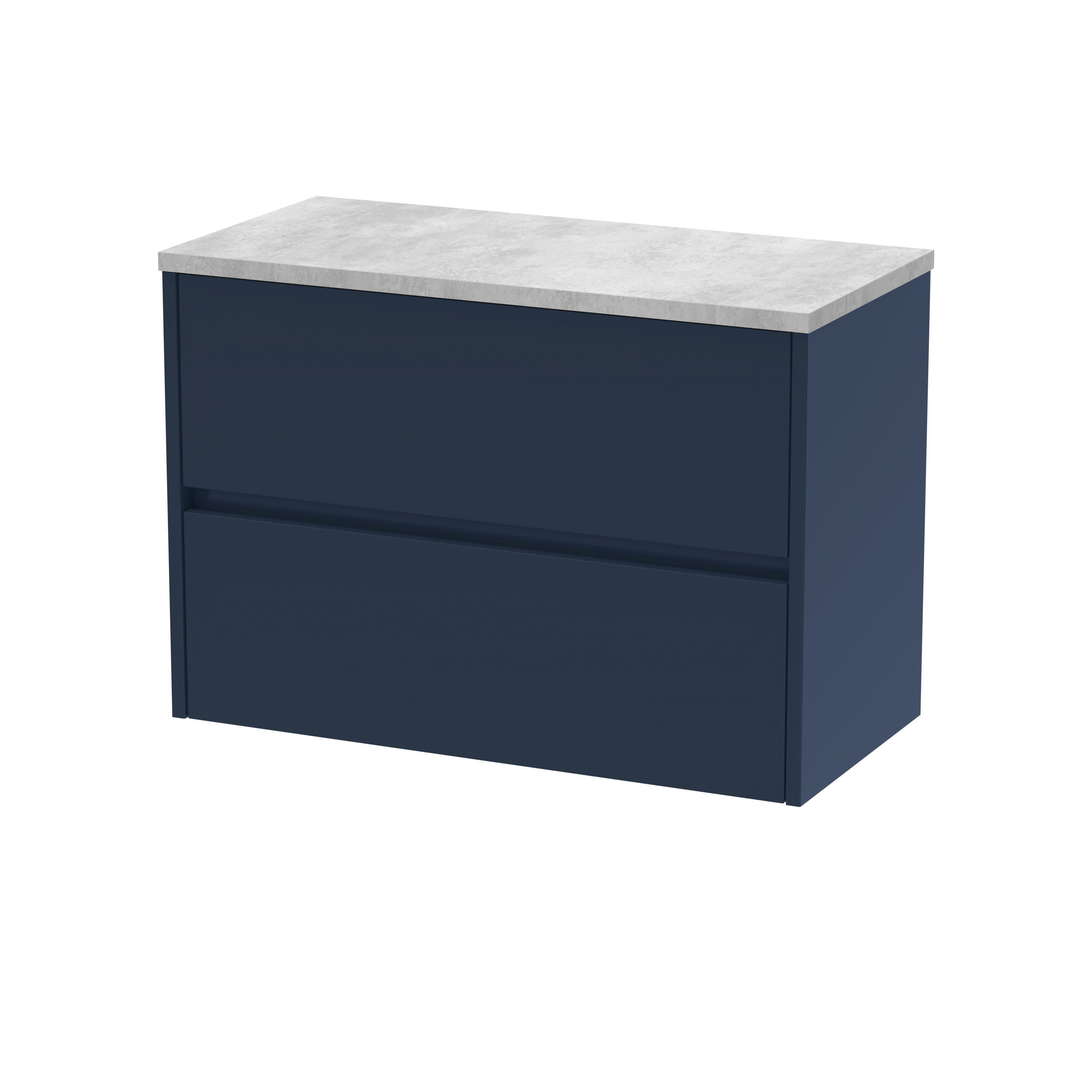 Nuie Havana Midnight Blue 800mm Wall Hung 2 Drawer Unit and Laminate Worktop HAV2906LBG