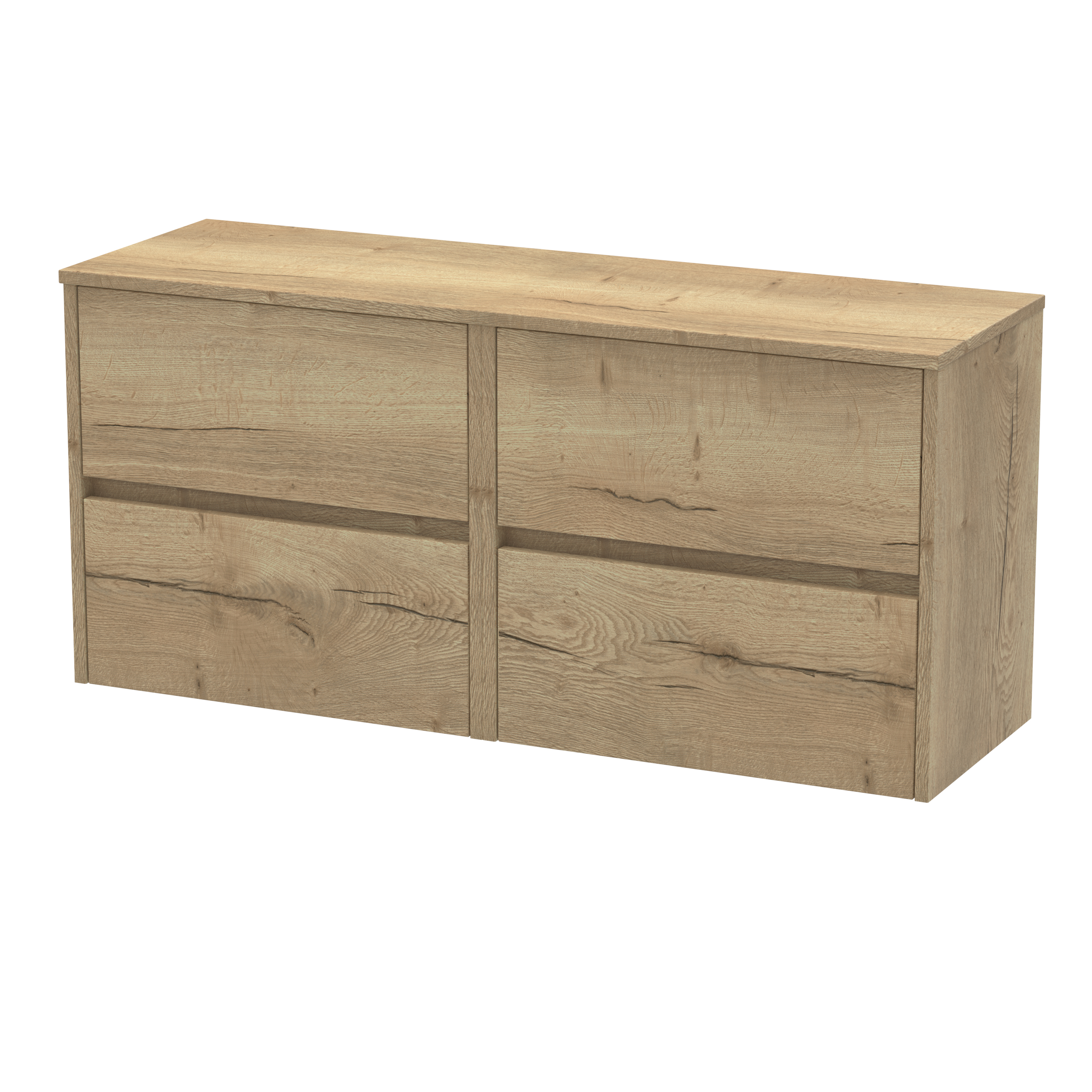 Nuie Havana Autumn Oak 1200mm Wall Hung 4 Drawer Unit and Worktop HAV804W2