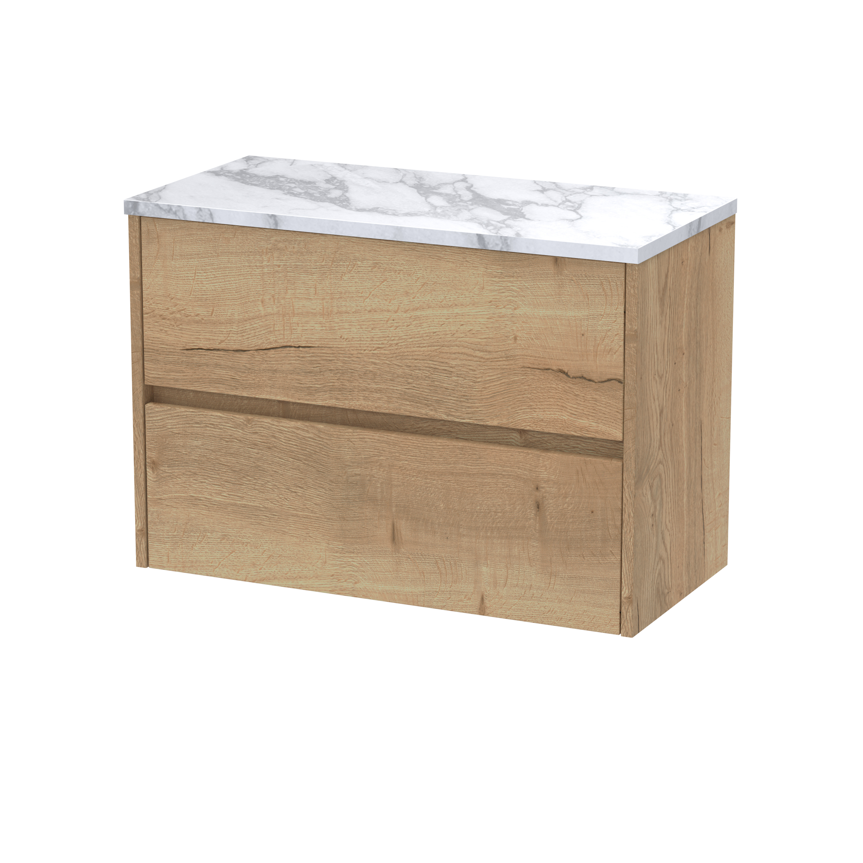 Nuie Havana Autumn Oak 800 Wall Hung 2 Drawer Unit and Laminate Worktop HAV806LCM