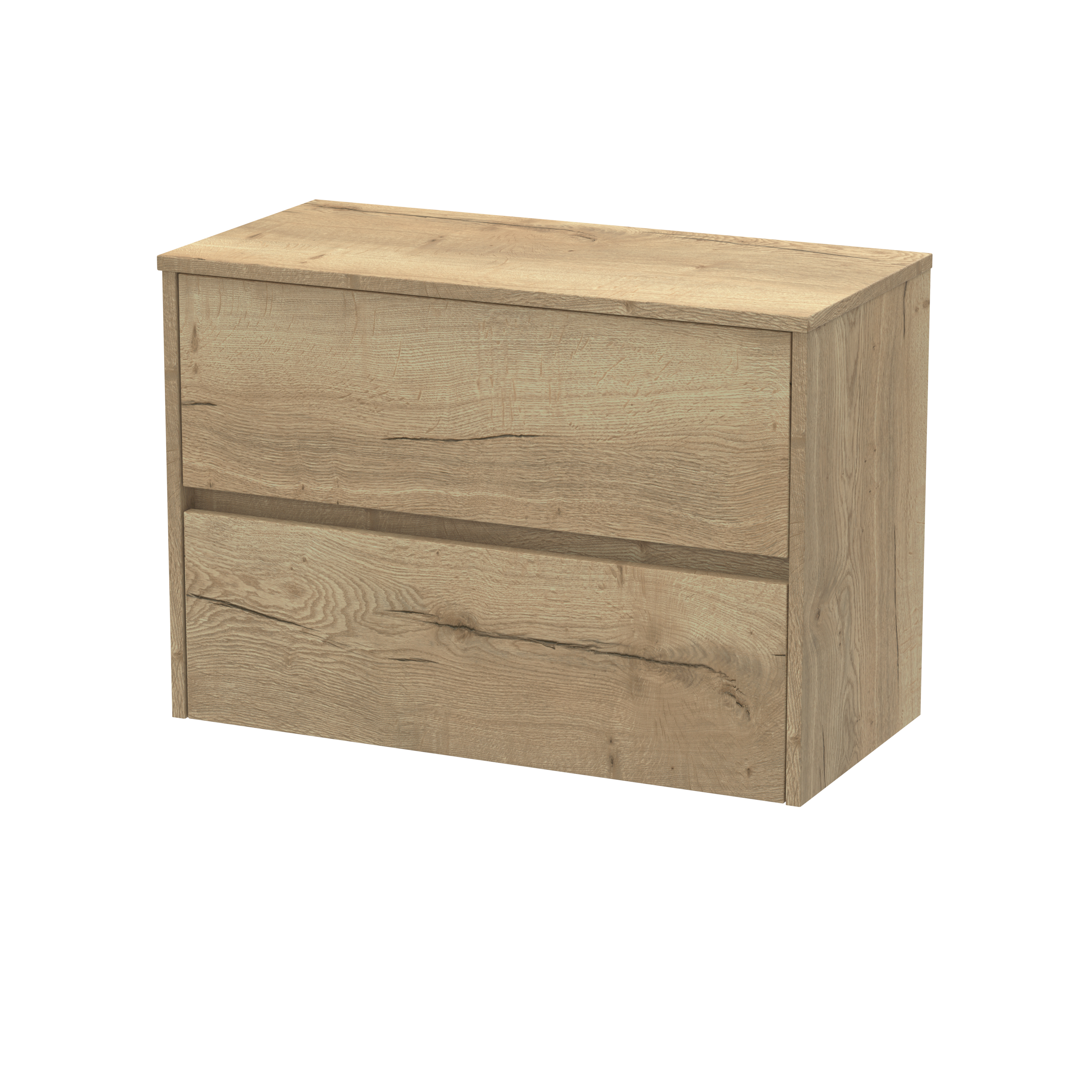 Nuie Havana Autumn Oak 800mm Wall Hung 2 Drawer Unit and Worktop HAV806W