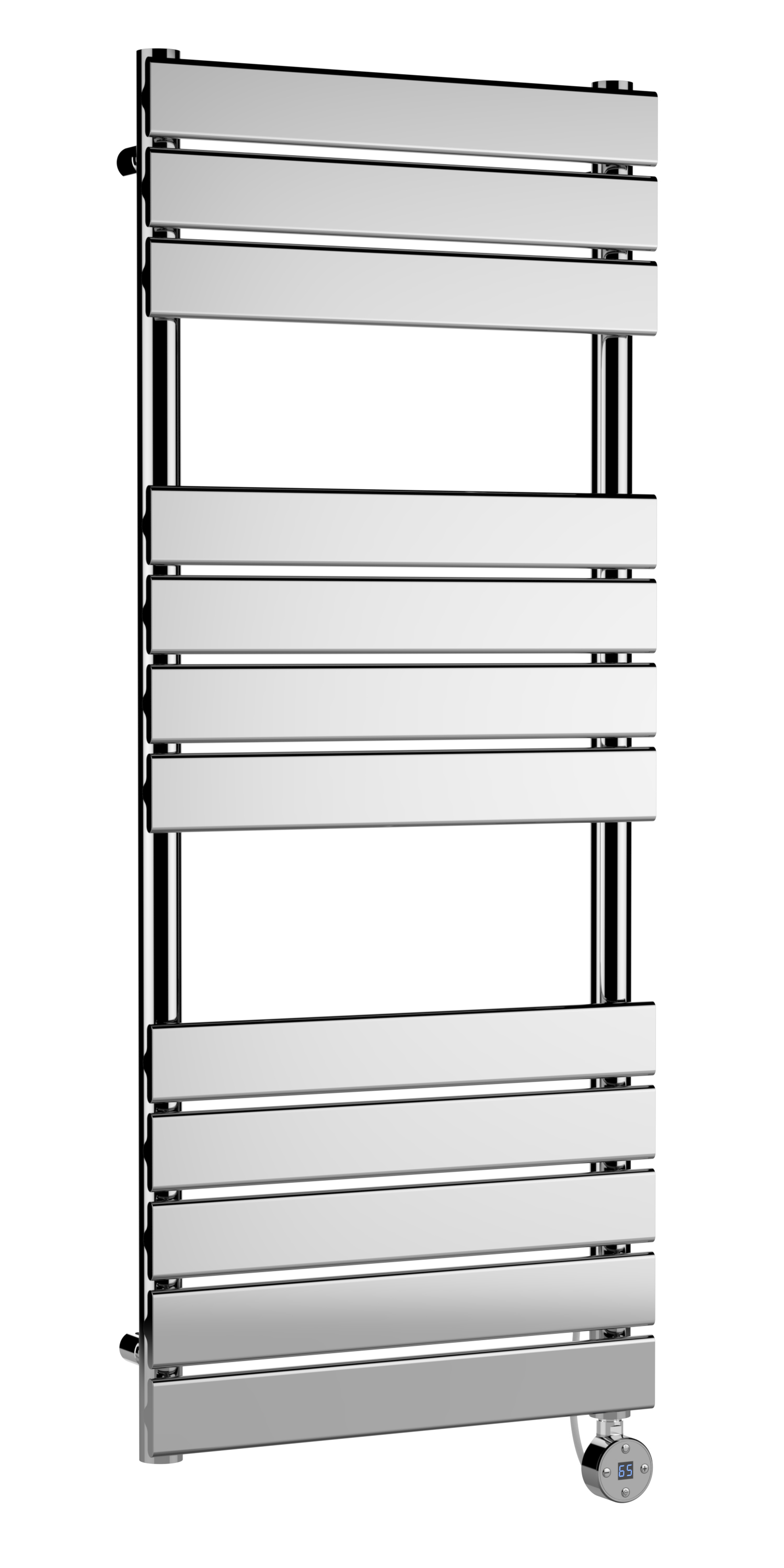 Hudson Reed Nuie Electric Flat Panel Towel Rail Chrome Square Radiator 1213x500 HL359