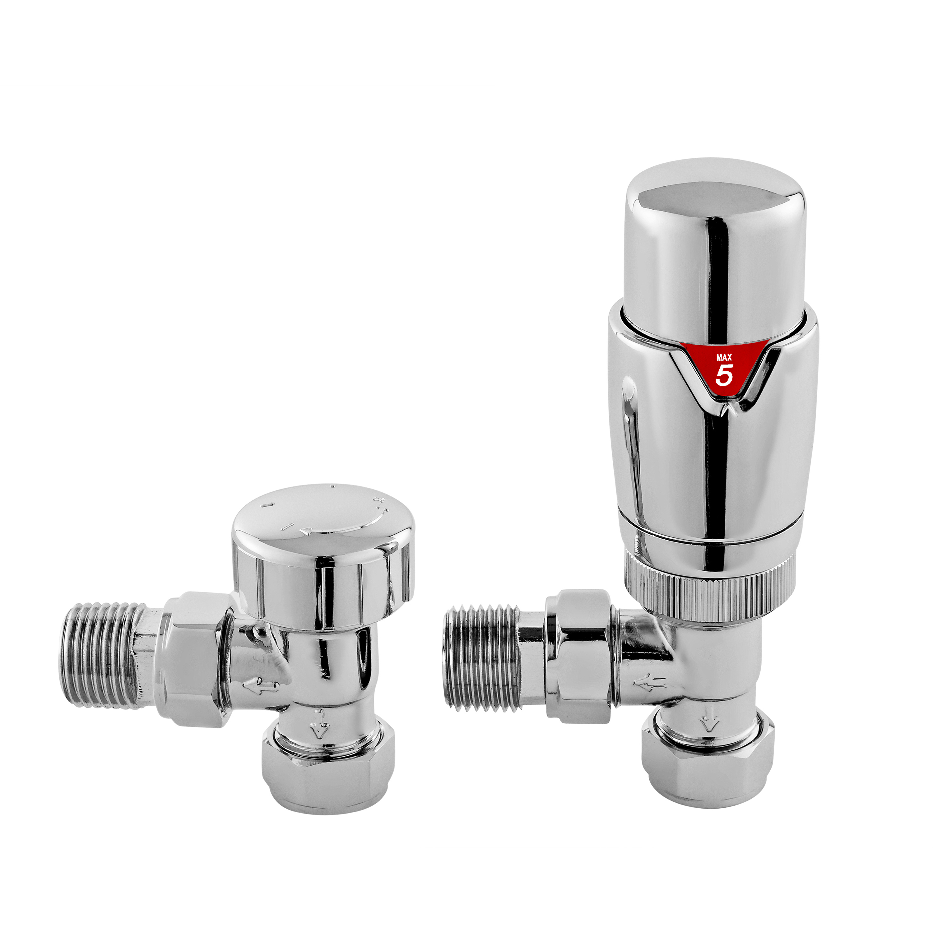 Hudson Reed Nuie Radiator Valves Chrome Angled Thermostatic Valve Pack HT315
