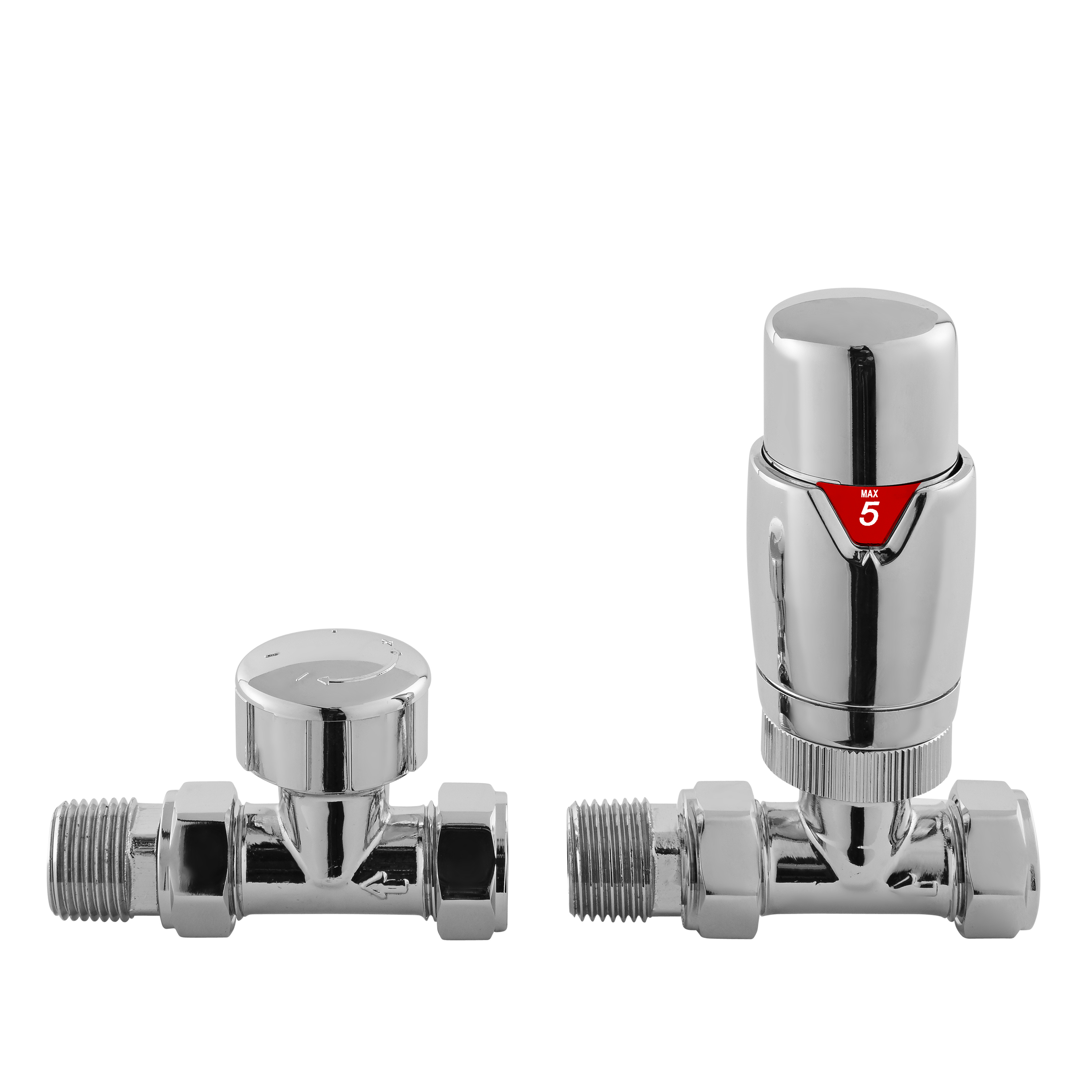 Hudson Reed Nuie Radiator Valves Chrome Straight Thermostatic Valve Pack HT316
