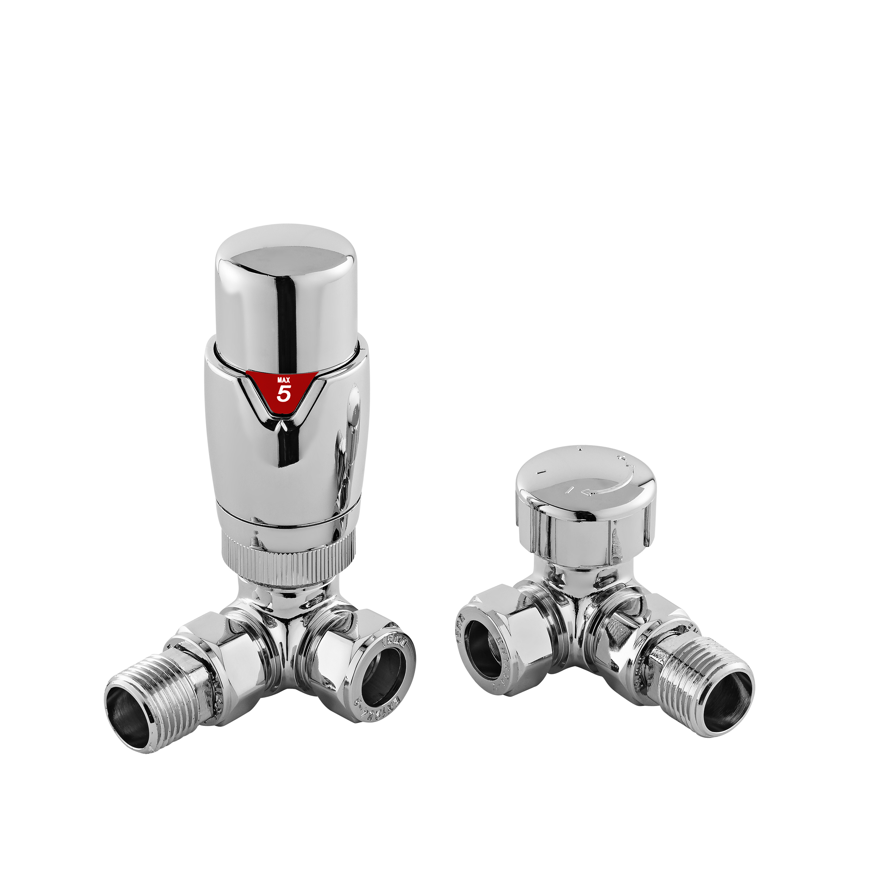 Hudson Reed Nuie Radiator Valves Chrome Corner Thermostatic Valve Pack HT317