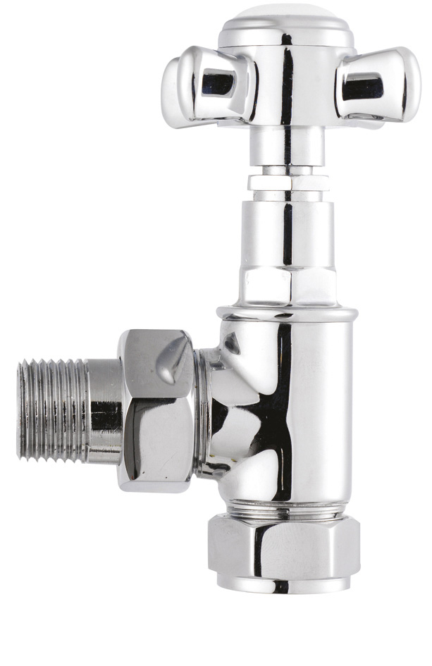 Hudson Reed Nuie Radiator Valves Chrome Crosshead Angled Valve Pack pairs HT336
