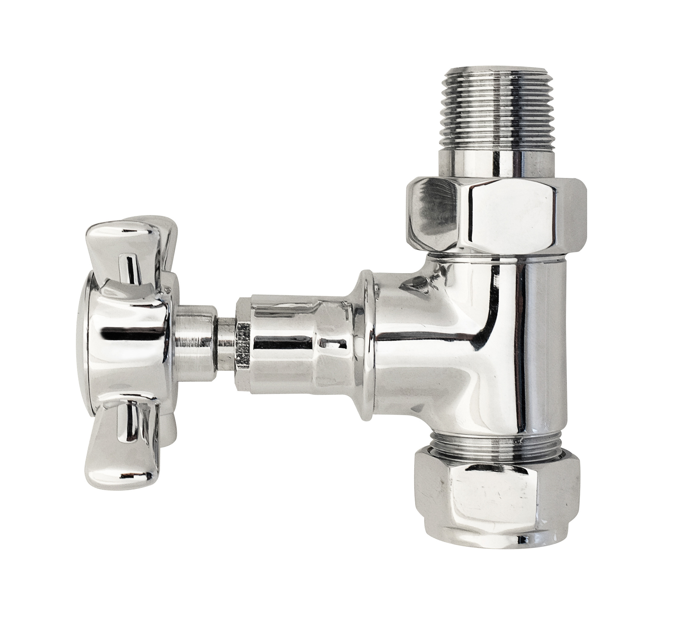 Hudson Reed Nuie Radiator Valves Chrome Crosshead Straight Valve Pack pairs HT379