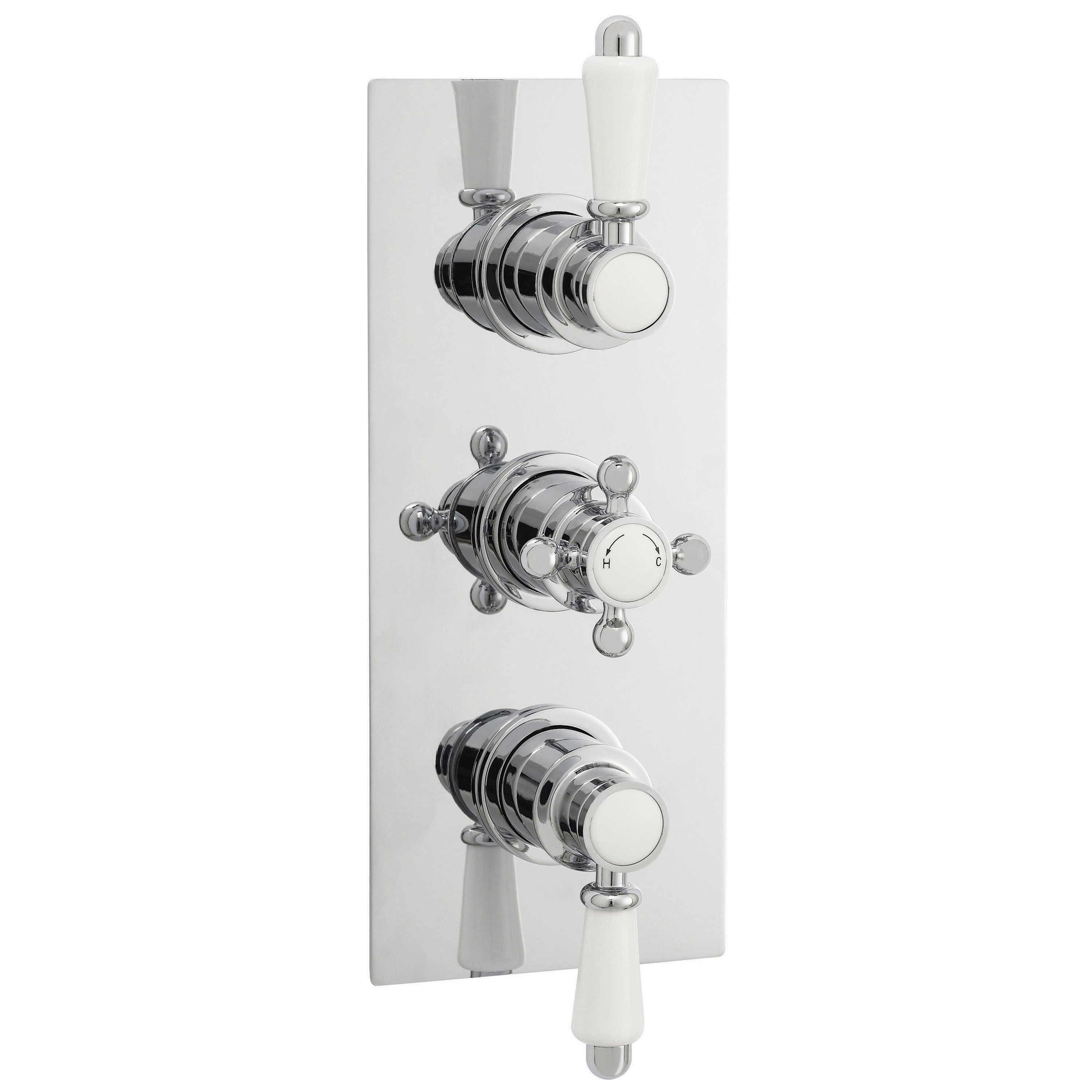 Nuie Victorian Chrome 2 Outlet Triple Thermostatic Shower Valve ITY315