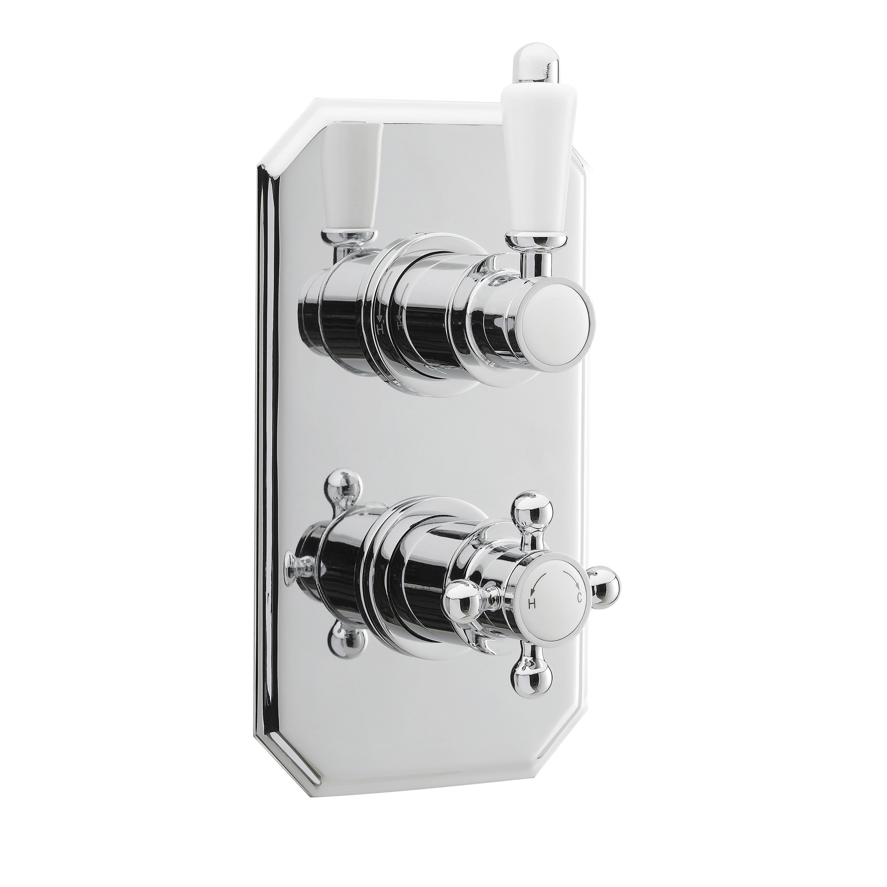 Nuie Ascott Chrome 1 Outlet Twin Thermostatic Shower Valve ITY316