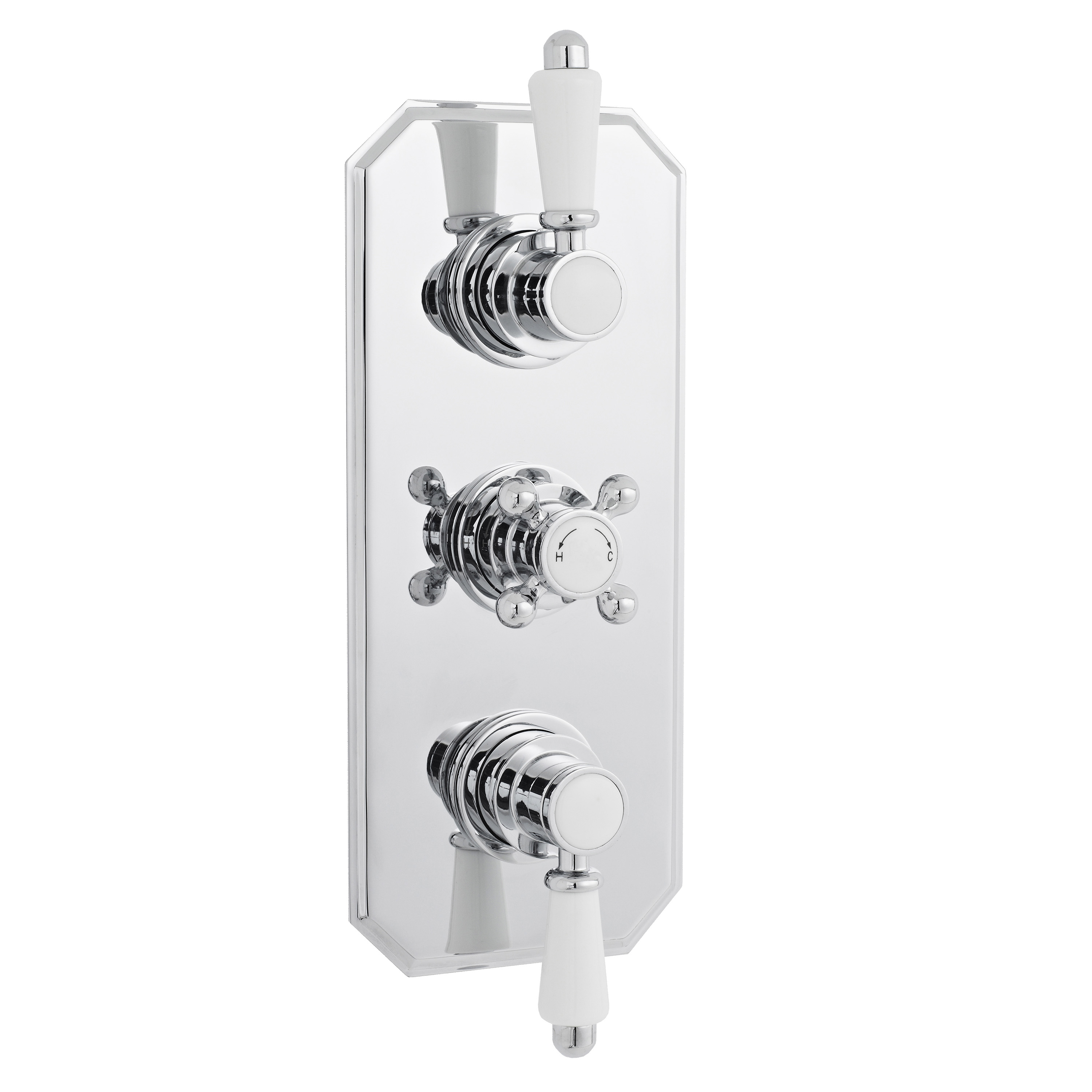 Nuie Victorian Chrome 2 Outlet Triple Thermostatic Shower Valve ITY317