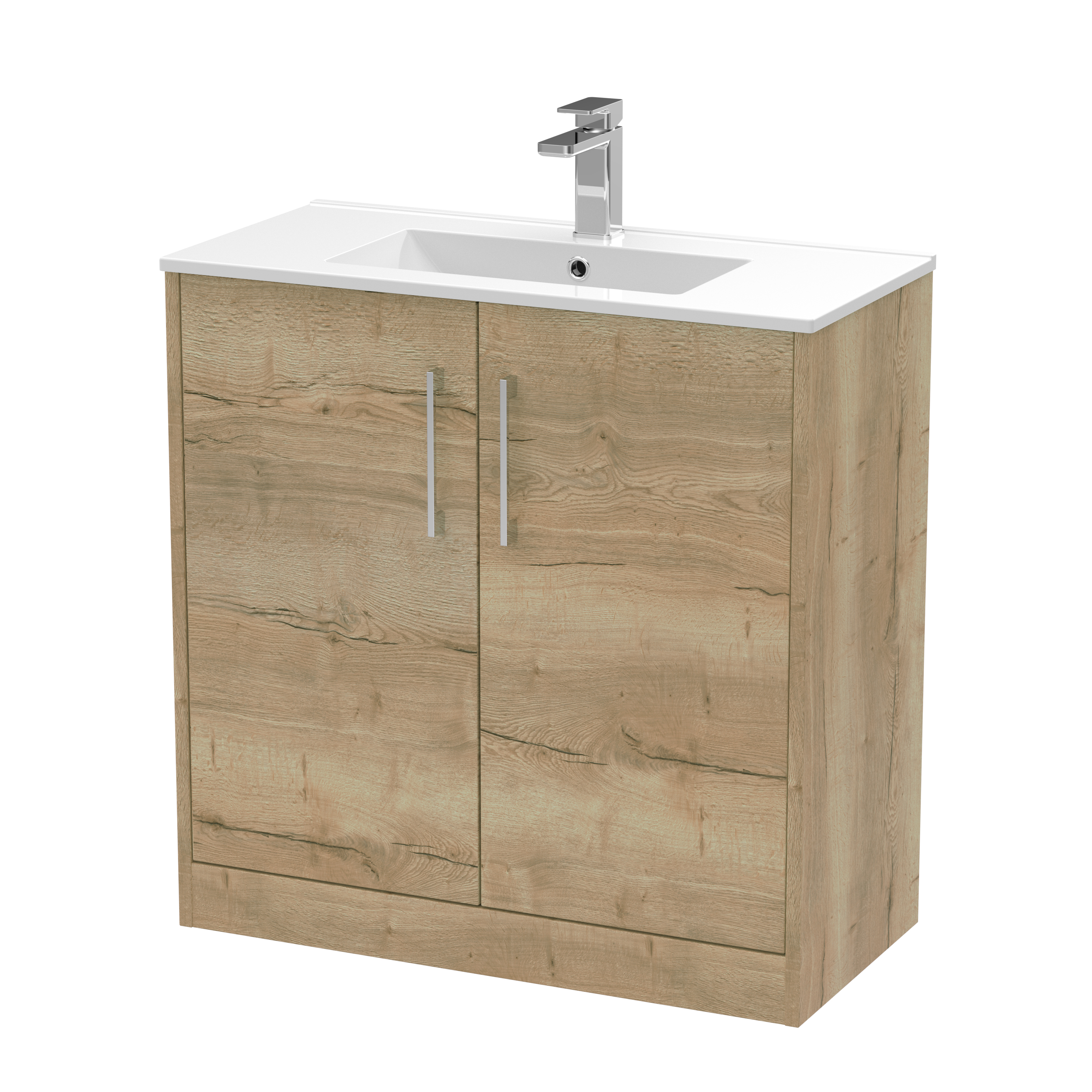 Hudson Reed Juno Autumn Oak 800mm Floor Standing 2 Door Vanity Unit and Basin JNU1805B