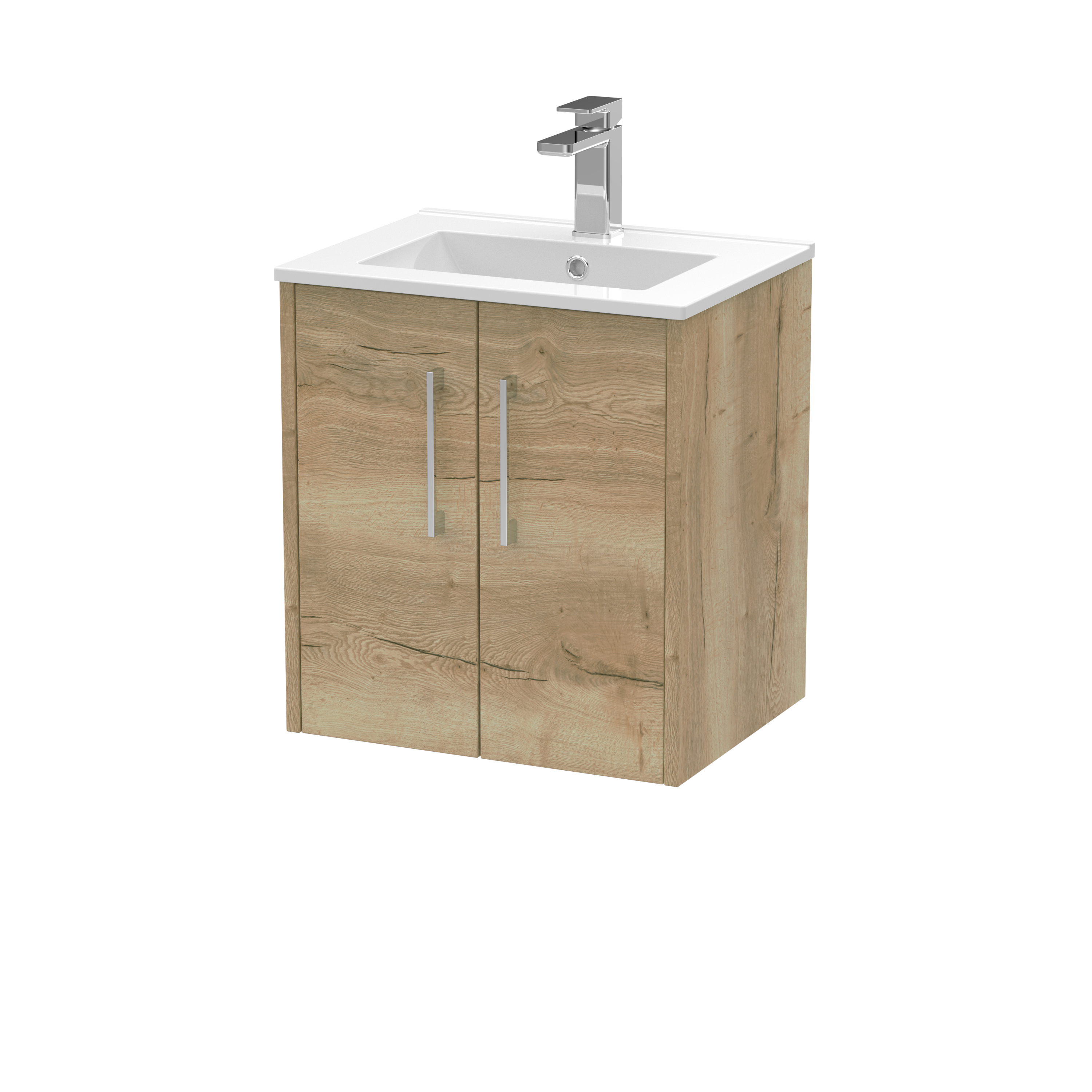 Hudson Reed Juno Autumn Oak 500mm Wall Hung 2 Door Vanity Unit and Basin JNU1821B