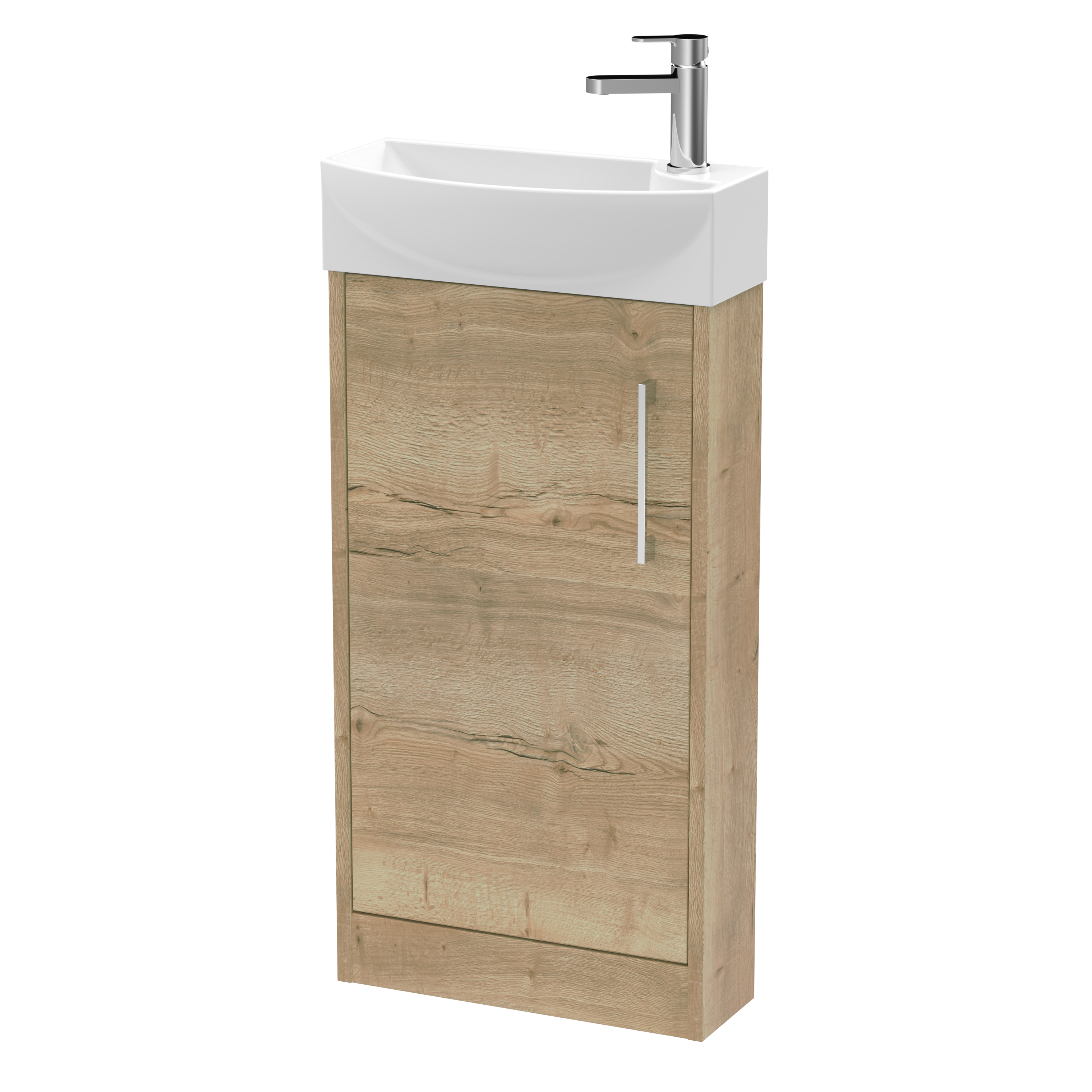 Hudson Reed Juno Compact Autumn Oak 440mm Floor Standing 1 Door Unit and 1TH Basin LH JNU1821L