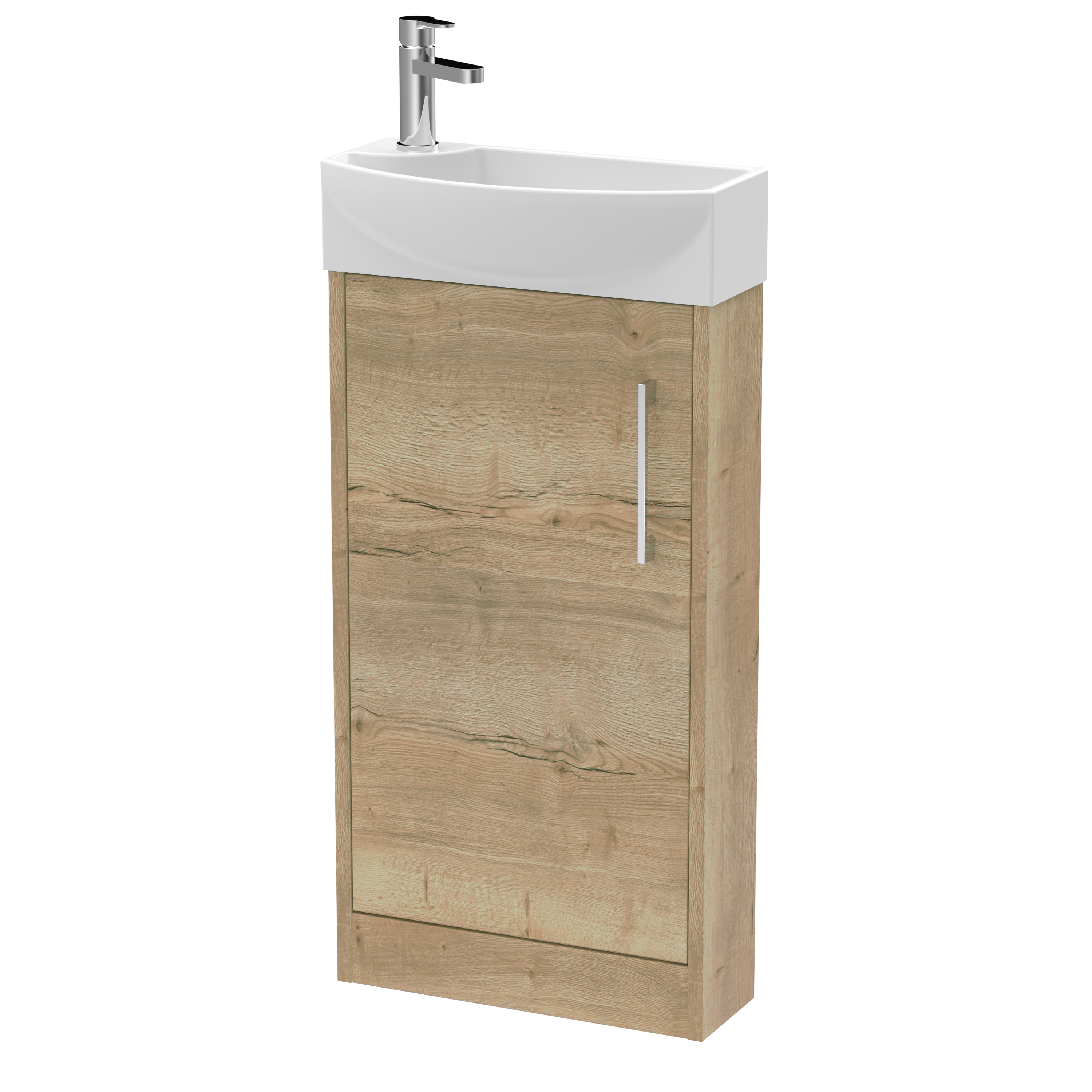Hudson Reed Juno Compact Autumn Oak 440mm Floor Standing 1 Door Unit and 1TH Basin RH JNU1821R