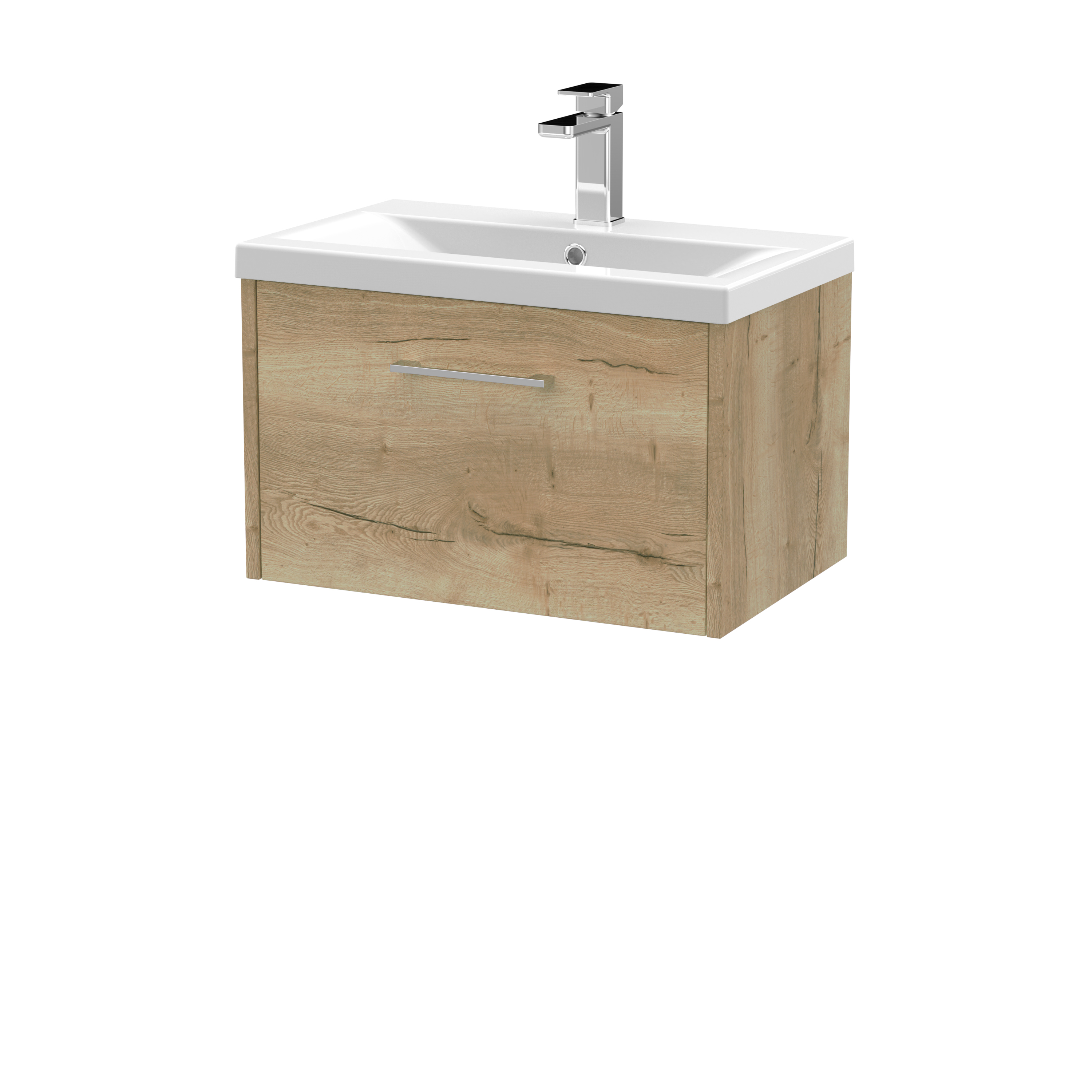 Hudson Reed Juno Autumn Oak 600mm Wall Hung Vanity Unit and Mid Edge Ceramic Basin JNU1822A