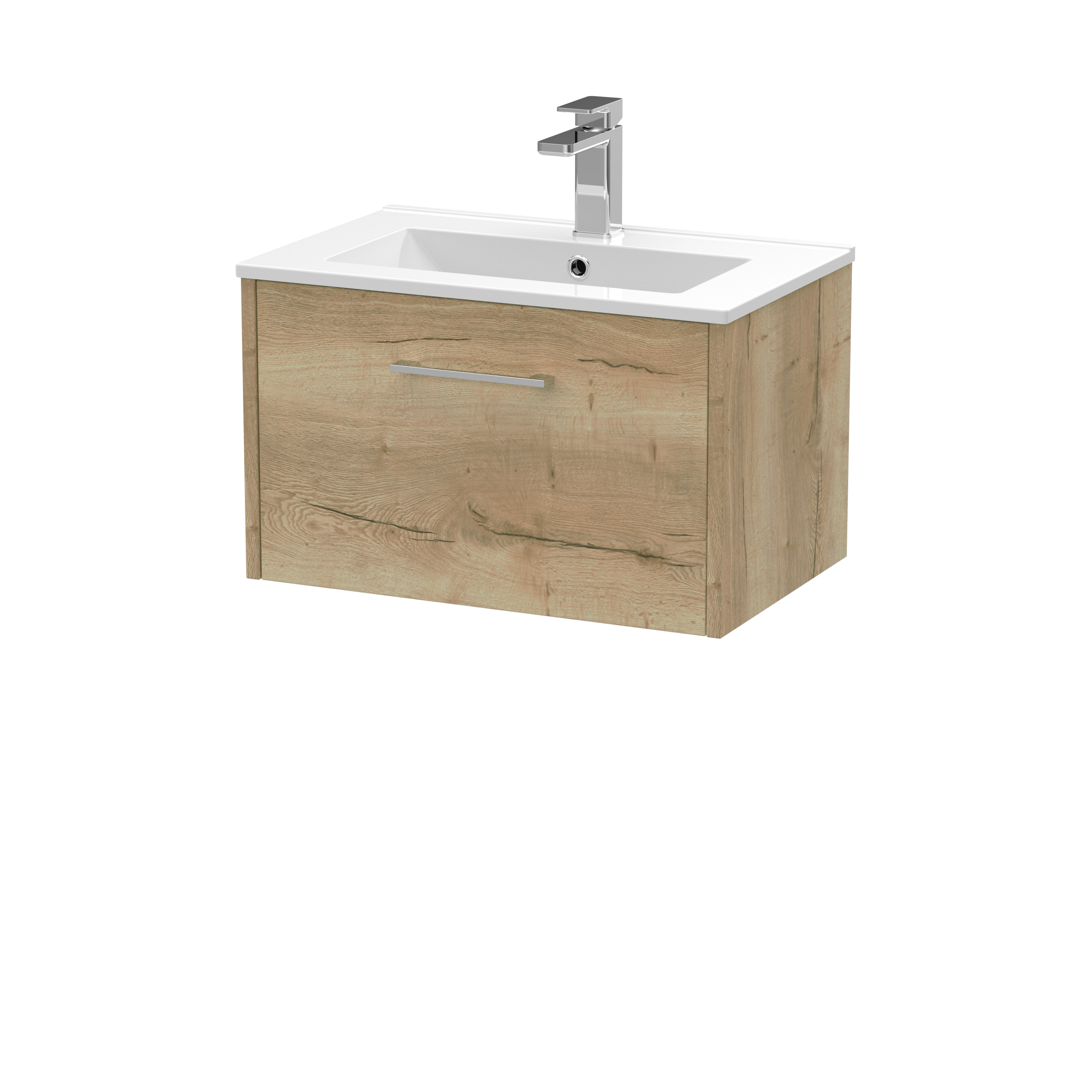 Hudson Reed Juno Autumn Oak 600mm Wall Hung Vanity Unit and Minimalist Basin JNU1822B